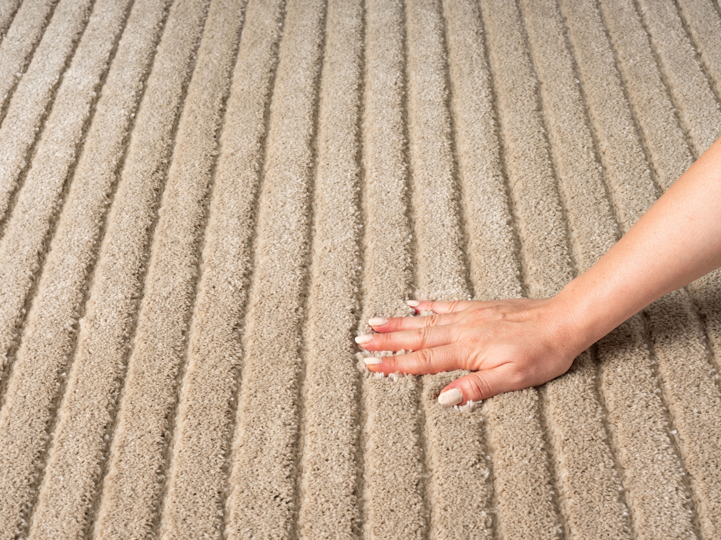 LeGer Home by Lena Gercke Teppich »Selma« rechteckig 19 mm Höhe Hoch-Tief-Struktur, Streifen Design, Wohnzimmer, Schlafzimmer