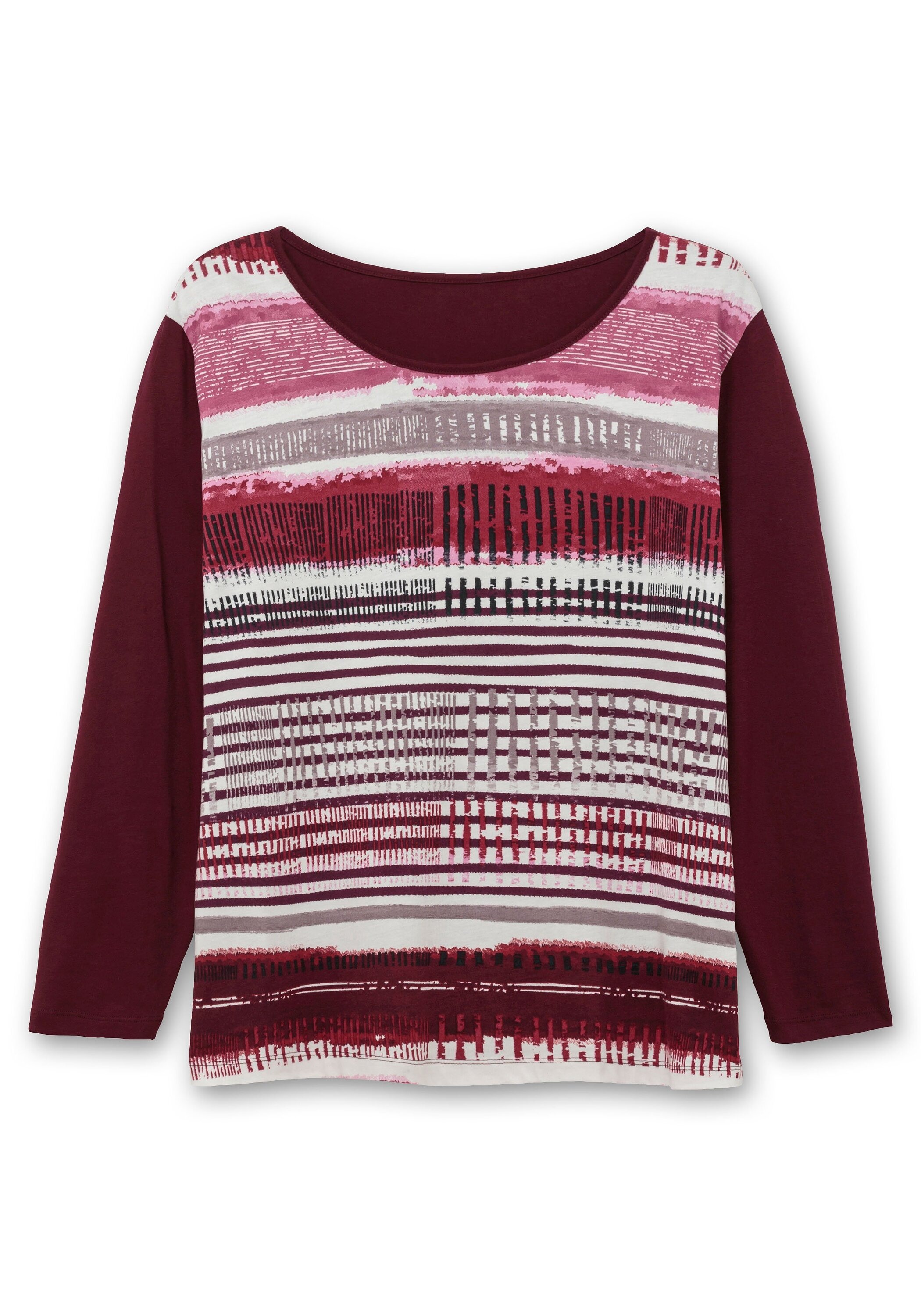 Sheego Langarmshirt »Langarmshirt mit bedrucktem Vorderteil«, mit bedrucktem Vorderteil