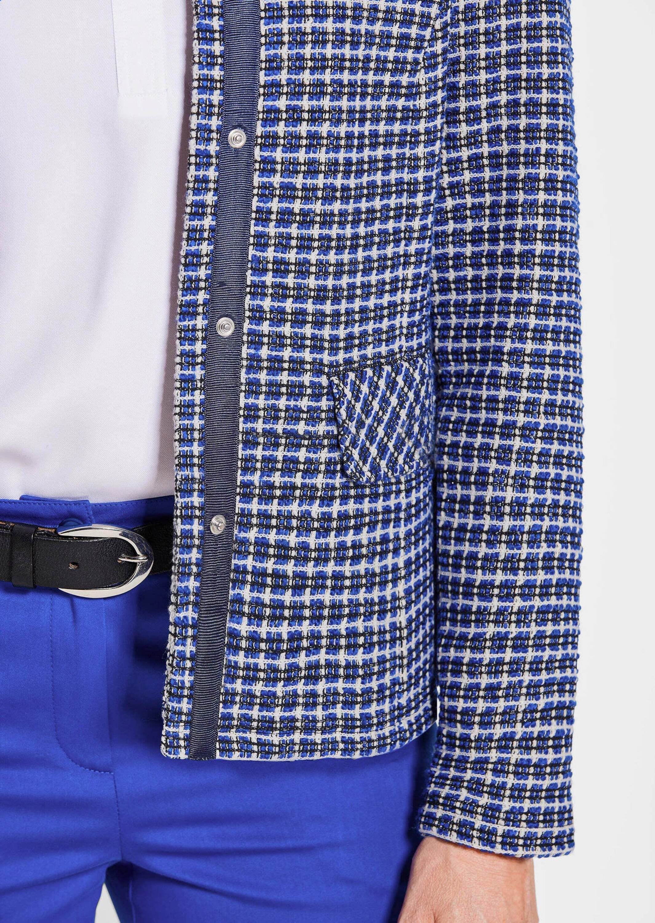 GOLDNER Jackenblazer »Kurzgröße Elegante Karo-Jacke mit Glanzeffekten«