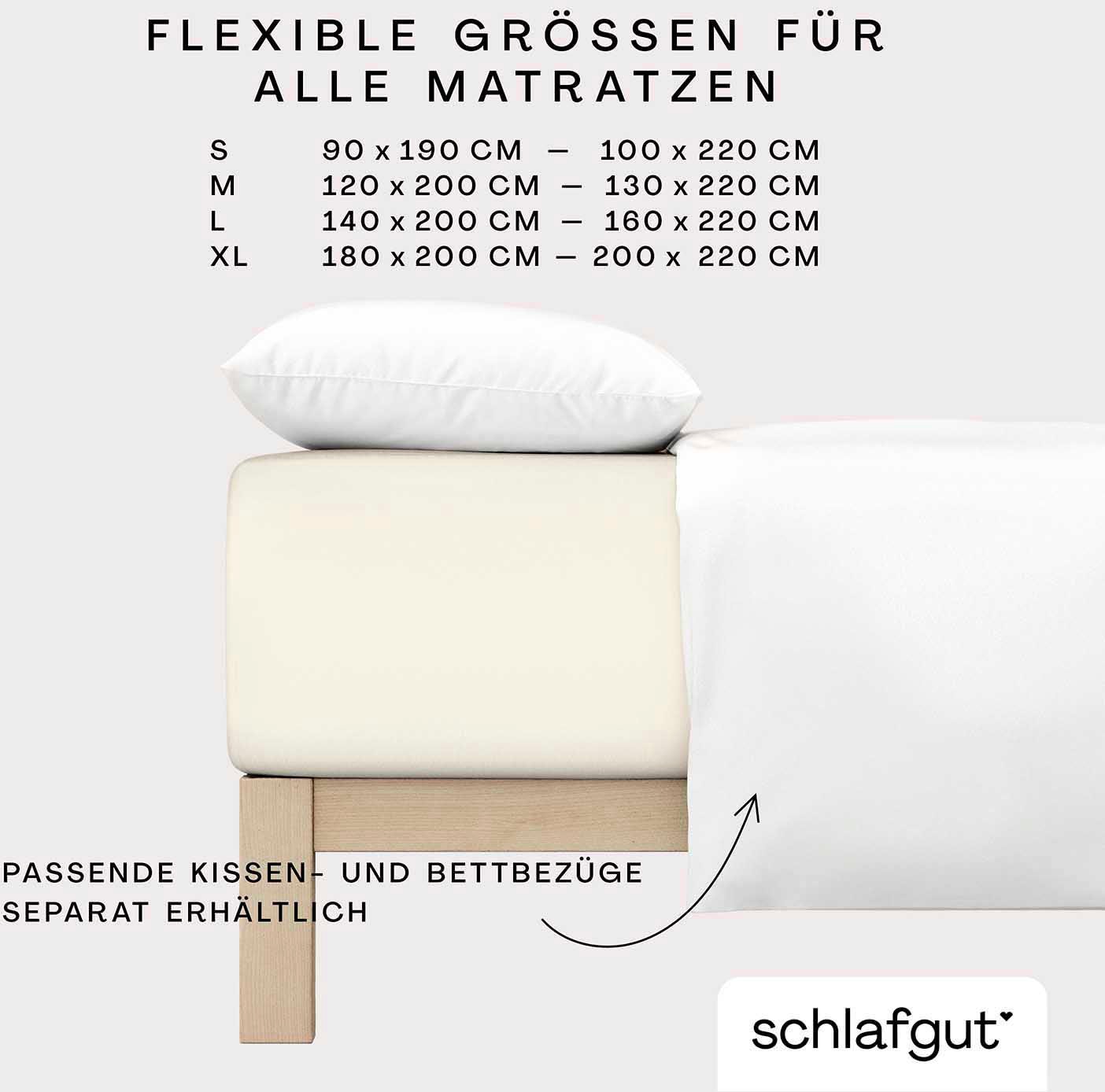 Schlafgut Spannbettlaken »PURE BOXSPRING in Gr. 90x200, 140x200 oder 180x200, für Boxspringbett«, aus Bio-Baumwolle, für Matratzen bis 40 cm Höhe, Bettlaken