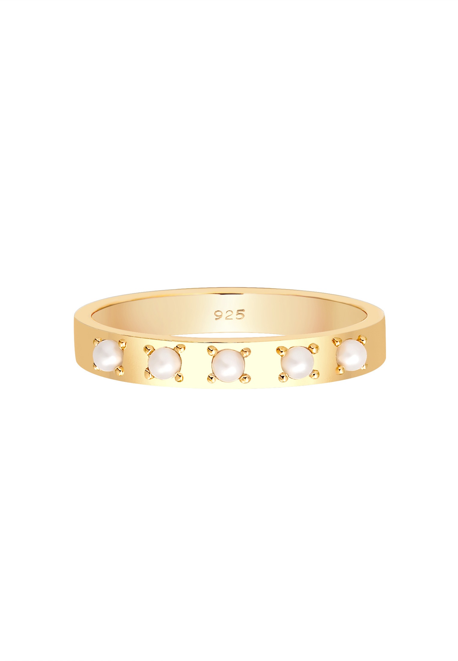 Elli Perlenring »Ring Synthetische Perle Weiß 925 Sterling Silber«