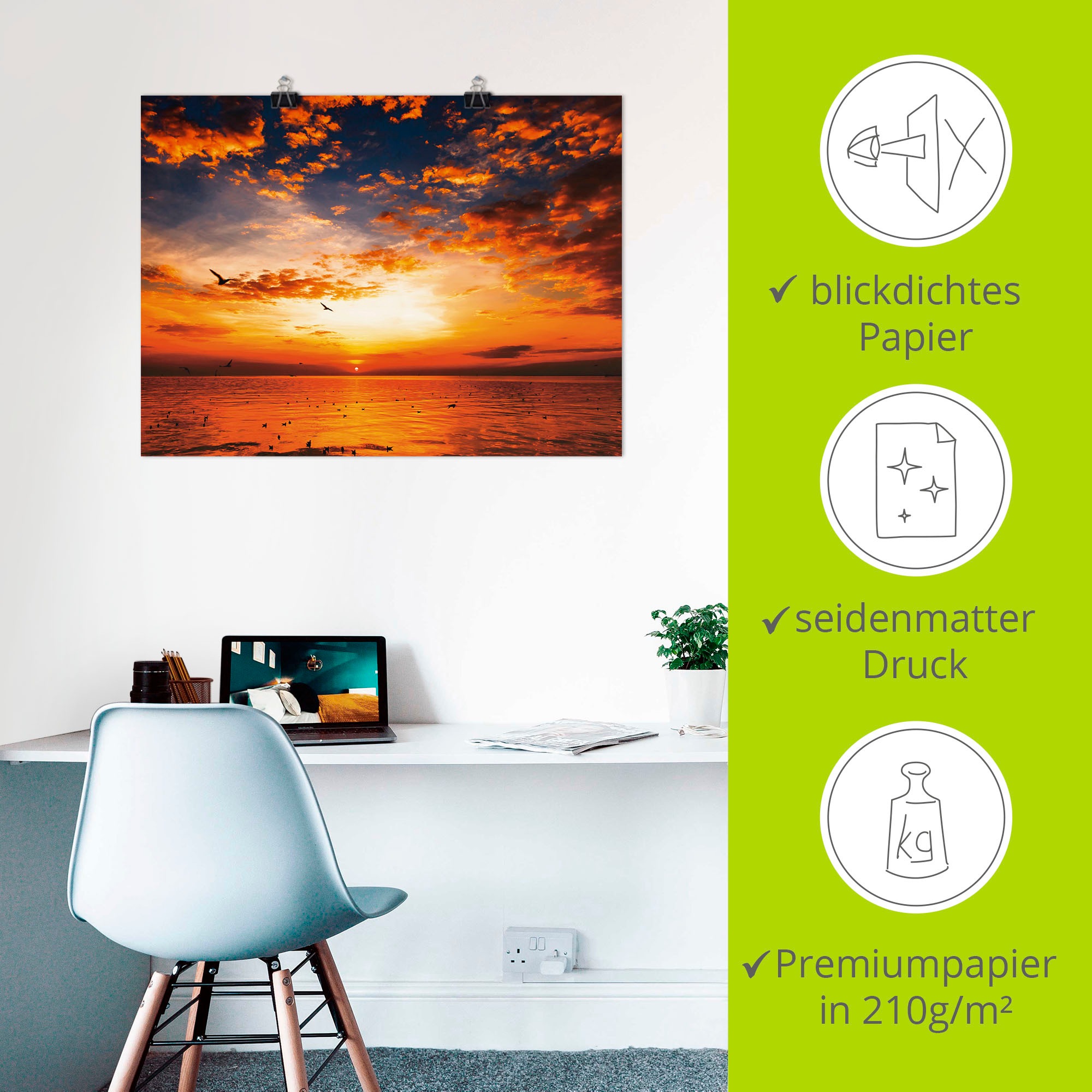 Artland Wandbild »Sonnenuntergang am Strand«, Sonnenaufgang & -untergang, (1 St.), als Leinwandbild, Poster, Wandaufkleber in verschied. Größen