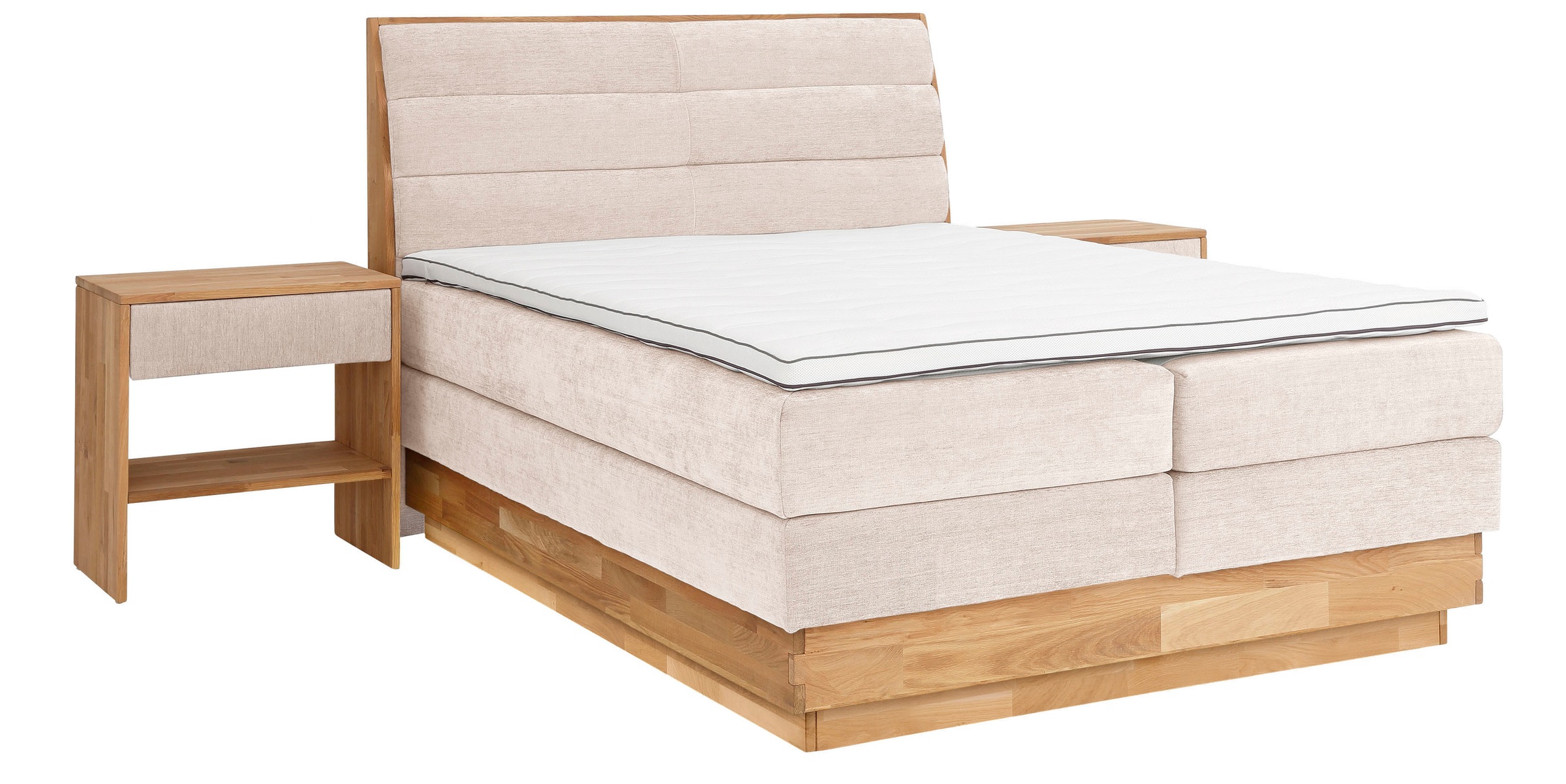OTTO products Boxspringbett »Jenna«, ohne LED-Beleuchtung, mit zertifizierten, recycelten Bezugsstoffen