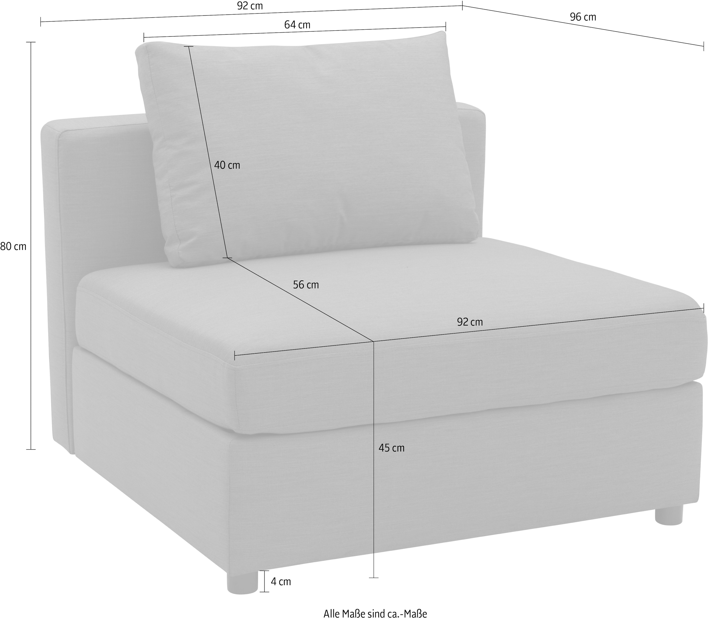 DOMO collection Sofaelement »Solskin, individuell erweiterbar/kombinierbar« mit losen Kissen. Rücken- und Seitenteile als Stecksystem.