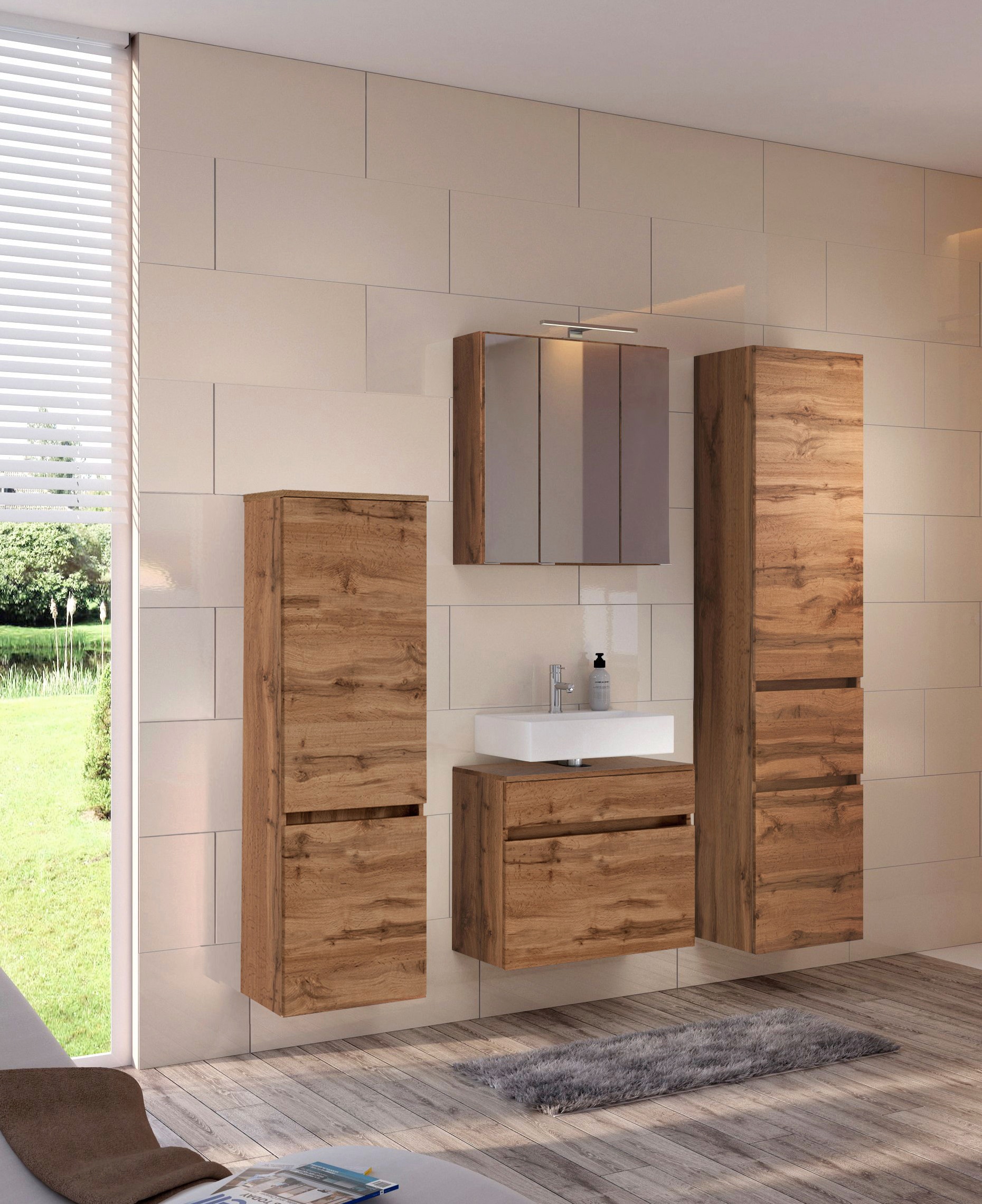 welltime Spiegelschrank »Baabe« Breite 60 cm, mit 3D-Effekt, dank 3 Spiegeltüren