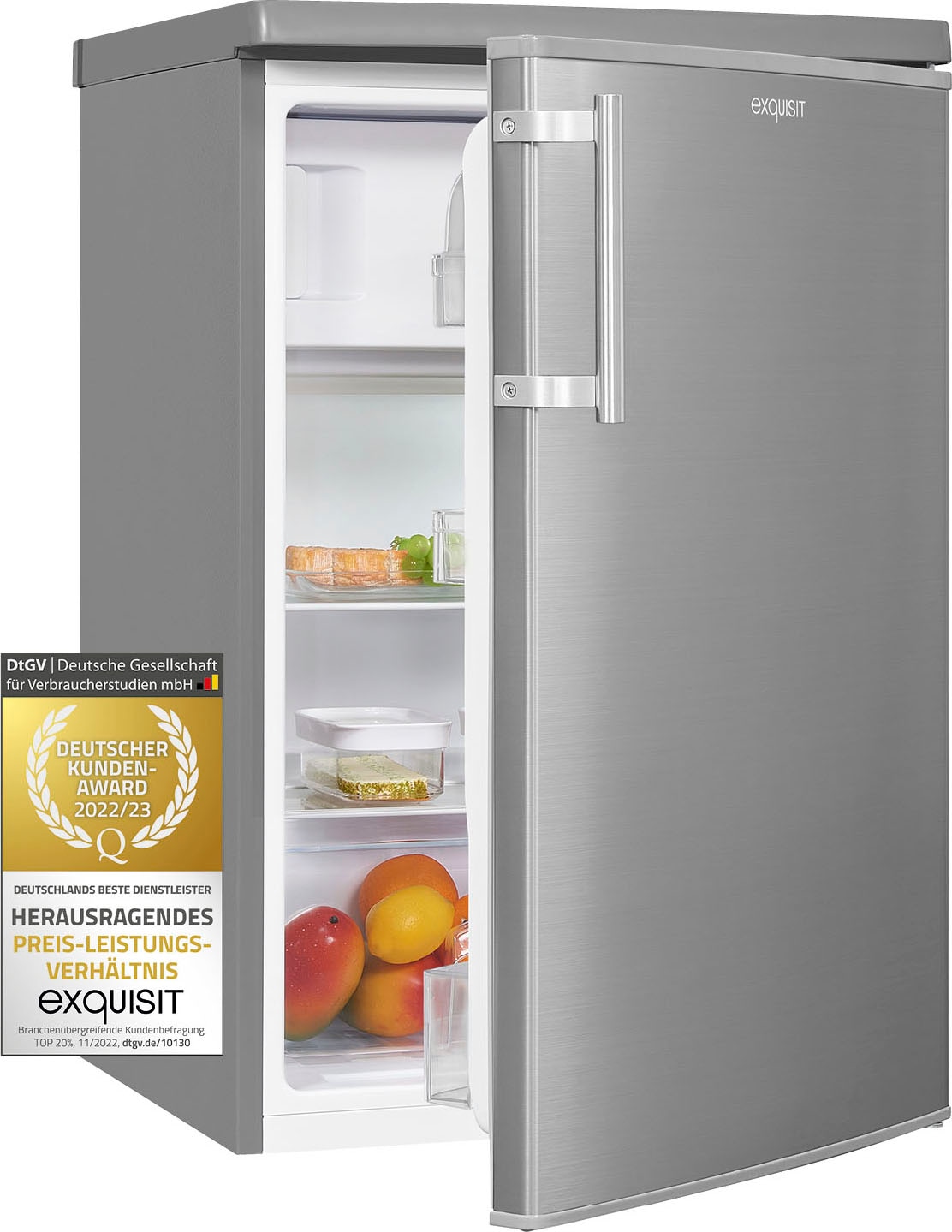 Kühlschrank, 55,0 breit OTTO jetzt 85,5 cm exquisit bei cm inoxlook, KS16-4-HE-040E hoch,