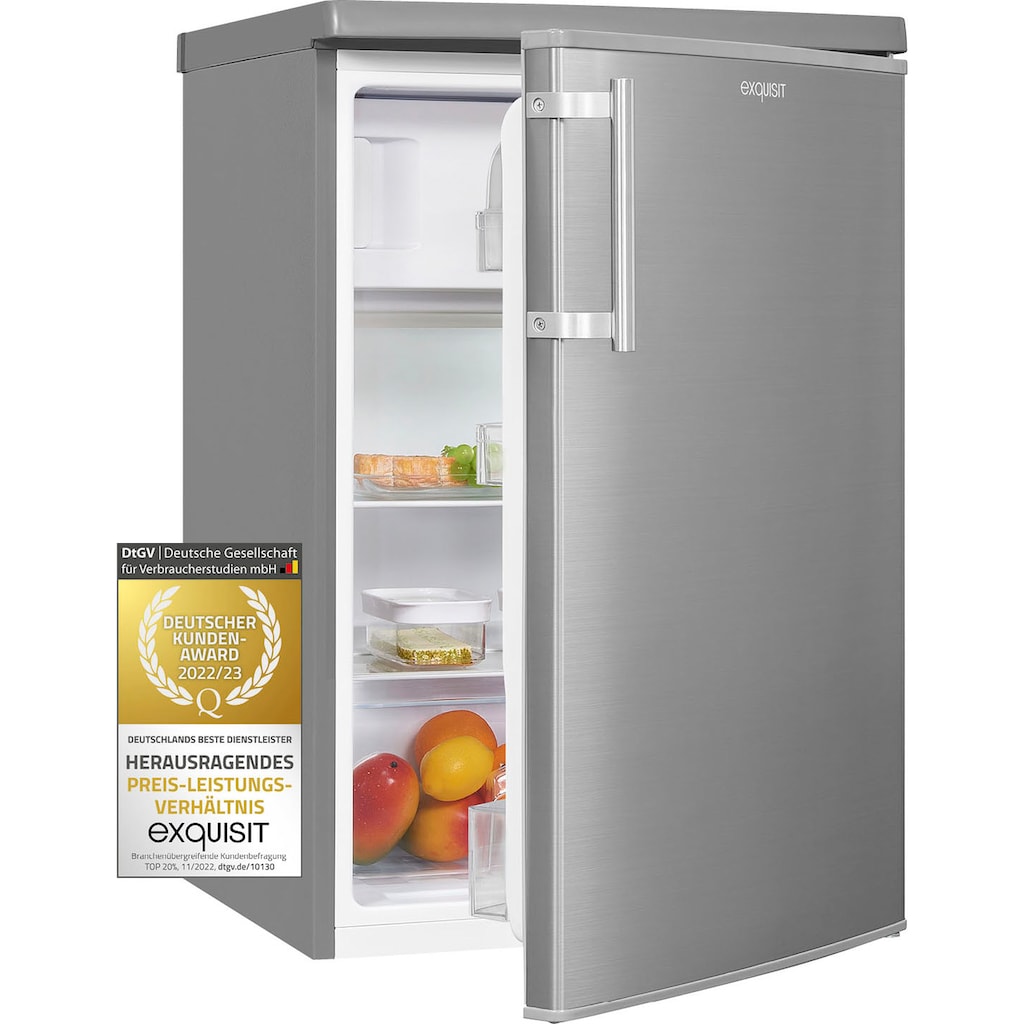 exquisit Kühlschrank, KS16-4-HE-040E inoxlook, 85,5 cm hoch, 55,0 cm breit