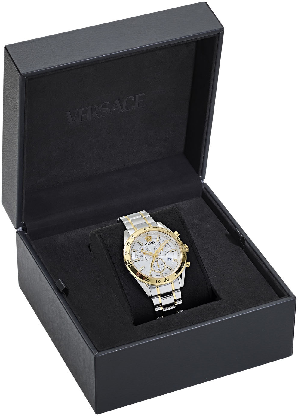 Versace Chronograph »V-CODE CHRONO«, Quarzuhr, Armbanduhr, Herrenuhr, Saphirglas, Stoppfunktion, Swiss Made