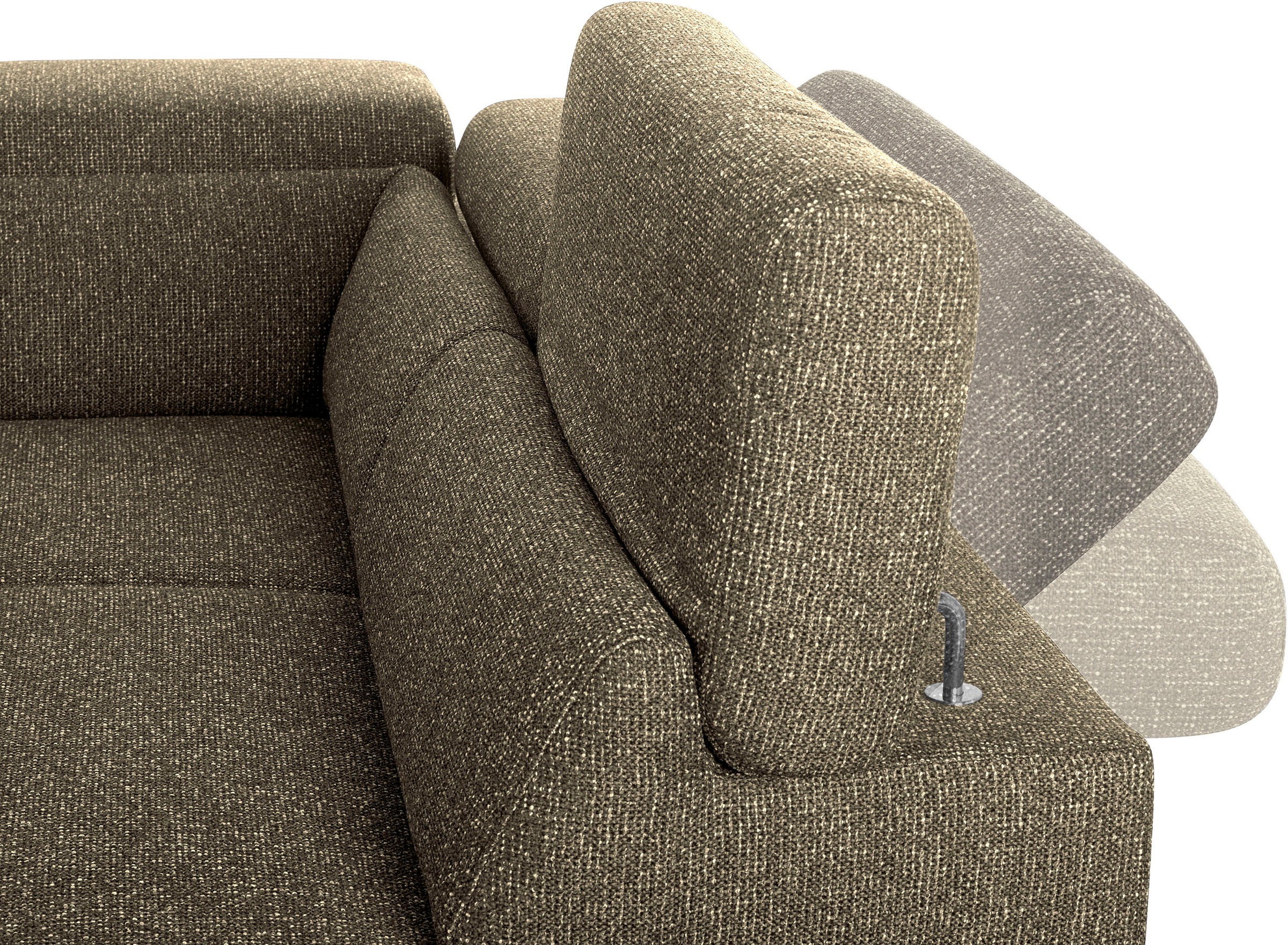 W.SCHILLIG Ecksofa »finn, Designsofa mit tollem Sitzkomfort, bequem, L-Form«, German Design Award 2016, Fußgestell Nussbaum natur, Breite 281 cm