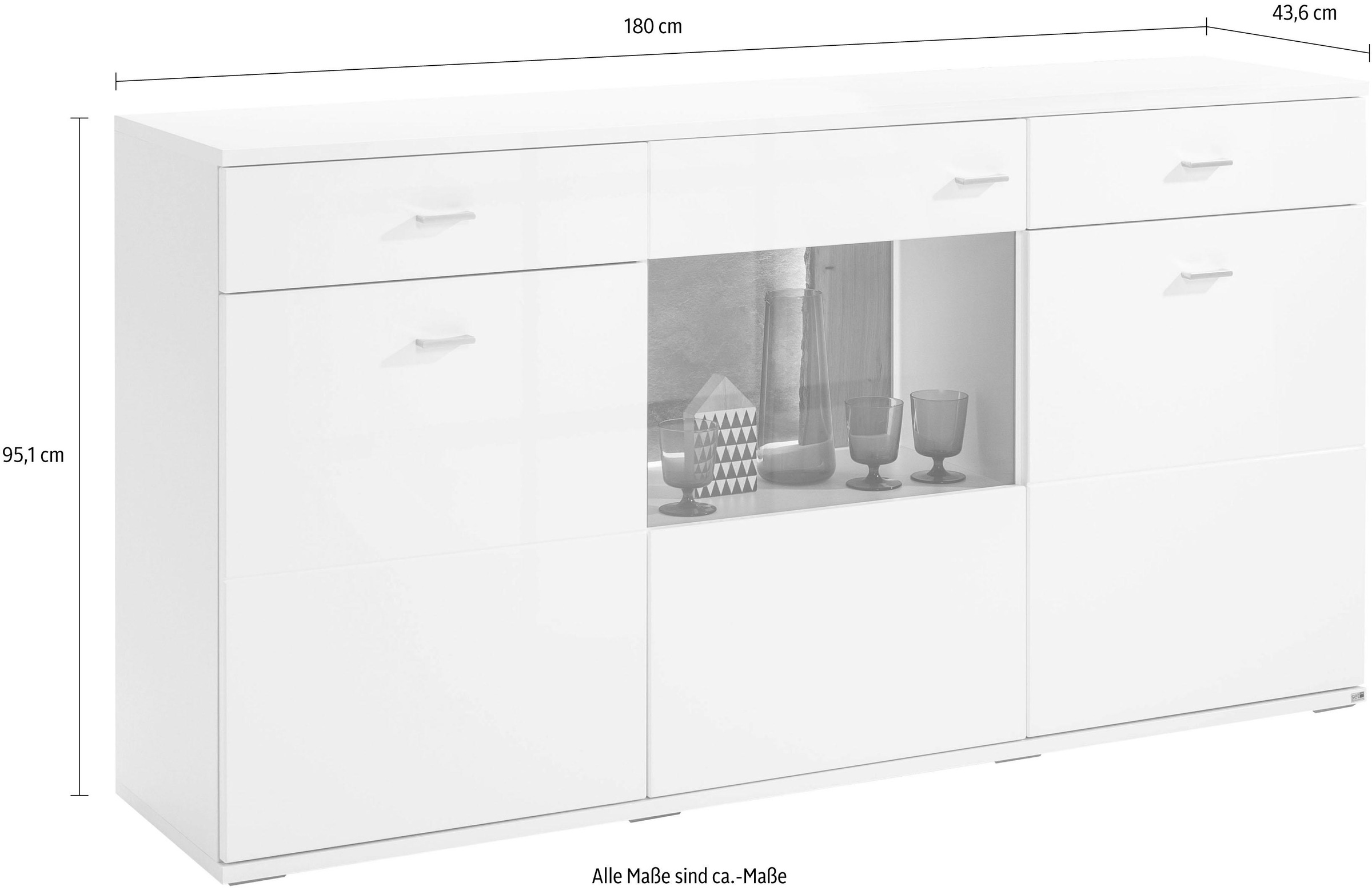 set one by Musterring Sideboard »TACOMA«, Typ 53, Breite 180 cm, mit getönter Glastür