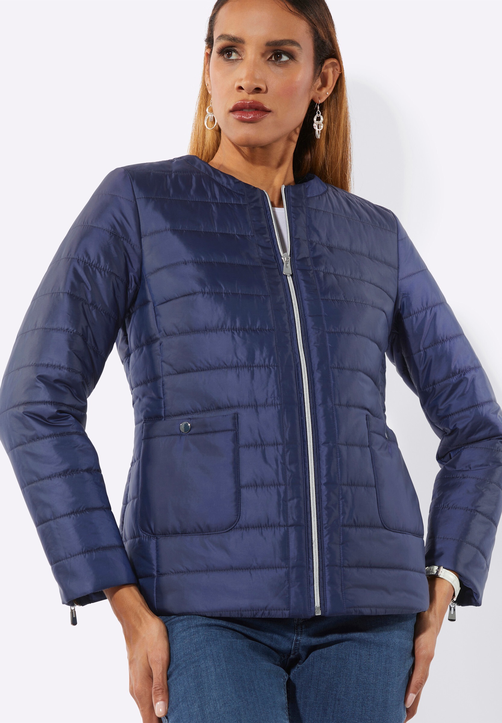 creation L Steppjacke »Steppjacke Steppjacke mit Reißverschluss am Ärmel« ohne Kapuze