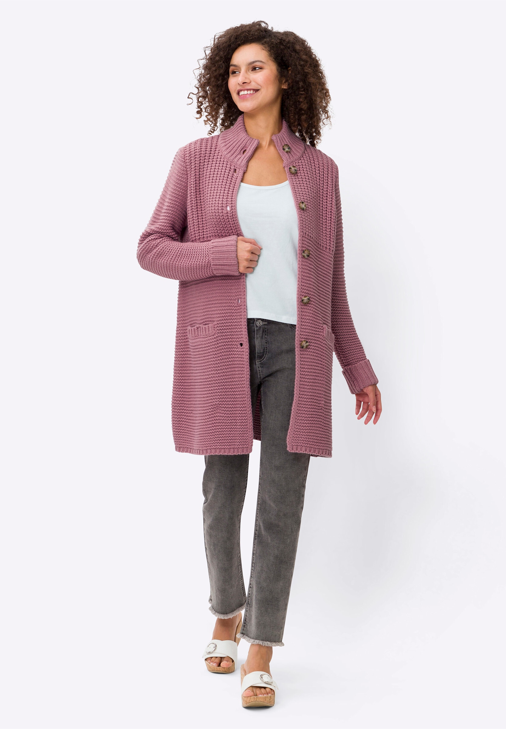 heine Strickjacke »Strickjacke Strickjacke mit Stehkragen«