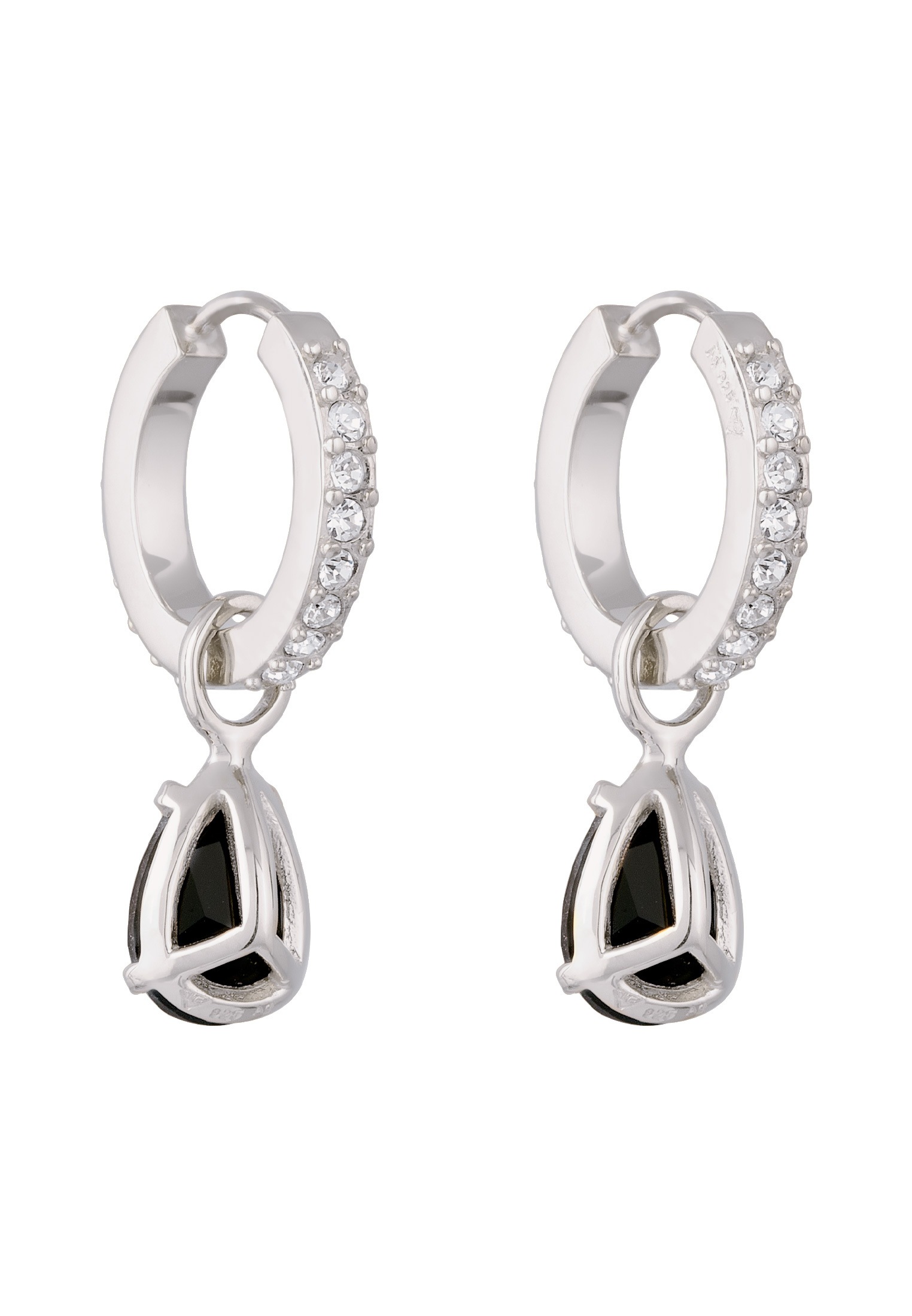Elli Paar Creolen »Ohrringe Creolen Tropfen Schwarz 925 Sterling Silber, mit Kristallen von Swarovski®«