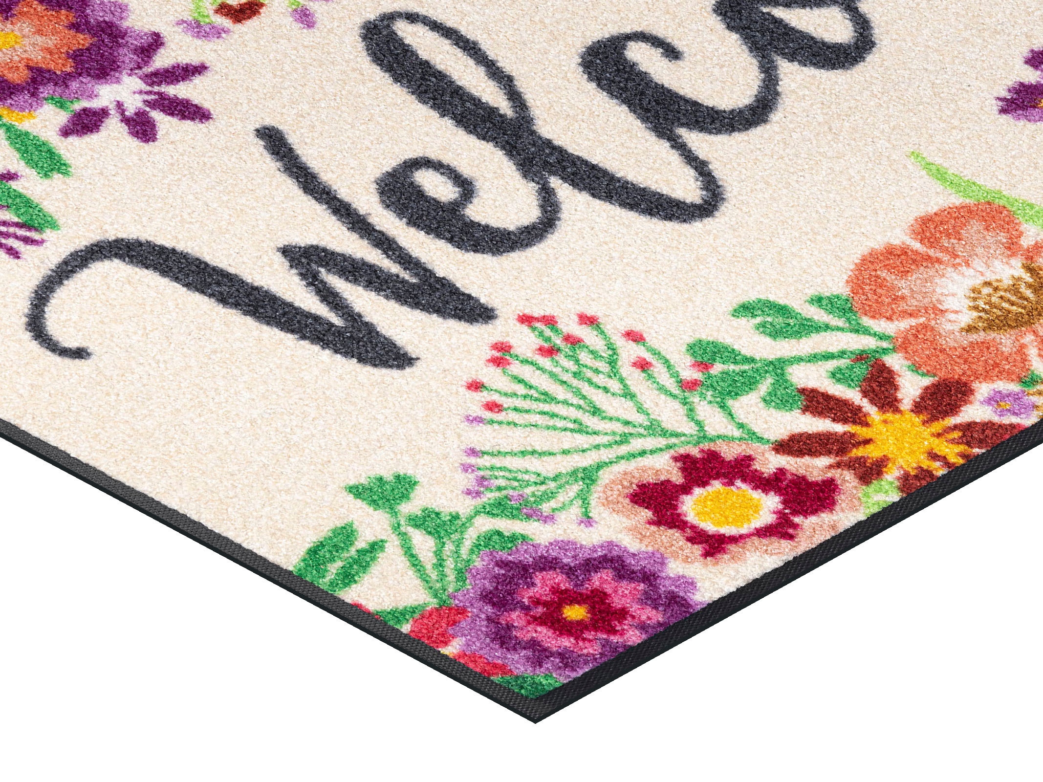 wash+dry by Kleen-Tex Fußmatte »Welcome Blooming«, rechteckig, 7 mm Höhe, Schmutzfangmatte, mit Spruch, rutschhemmend, waschbar