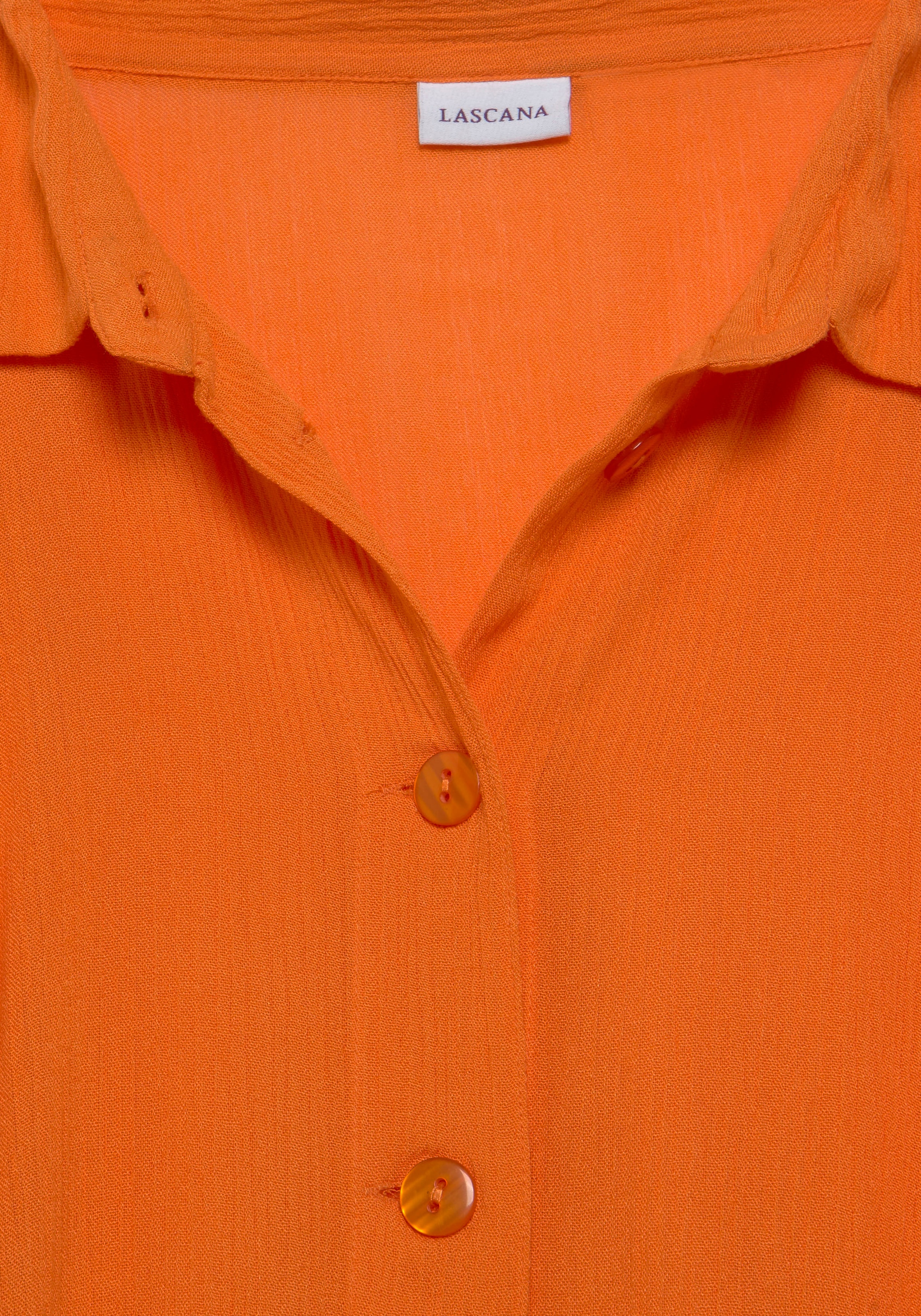 LASCANA Longbluse, mit Knopfleiste, bei kaufen OTTO sommerlich Kurzarmbluse, Blusenkleid