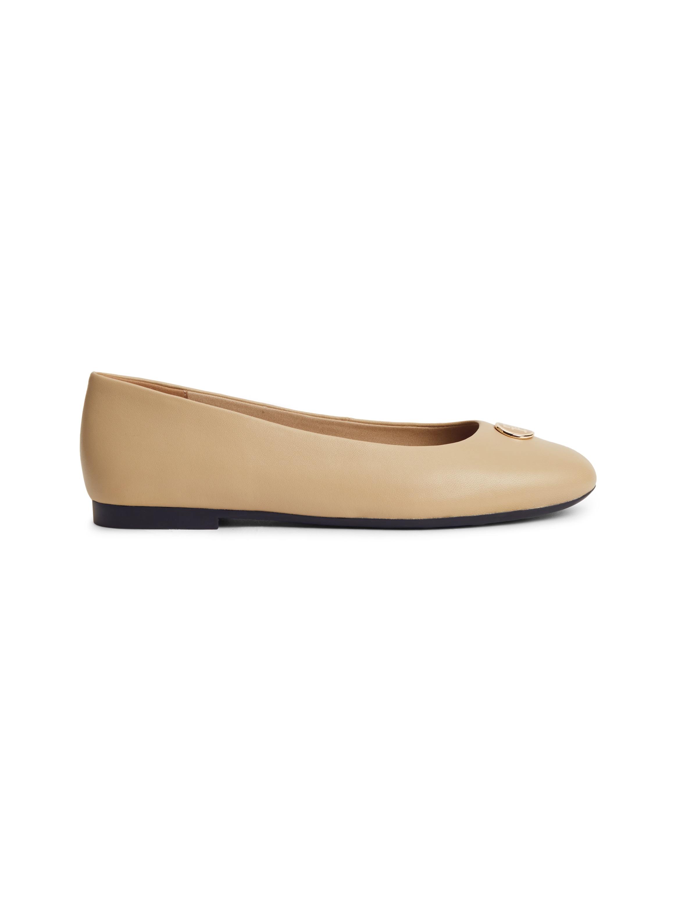 Tommy Hilfiger Ballerina »TH PLATE LEATHER BALLERINA«  Schlupfschuh, Businessschuh mit edlem Schmuckelement - schmale Form