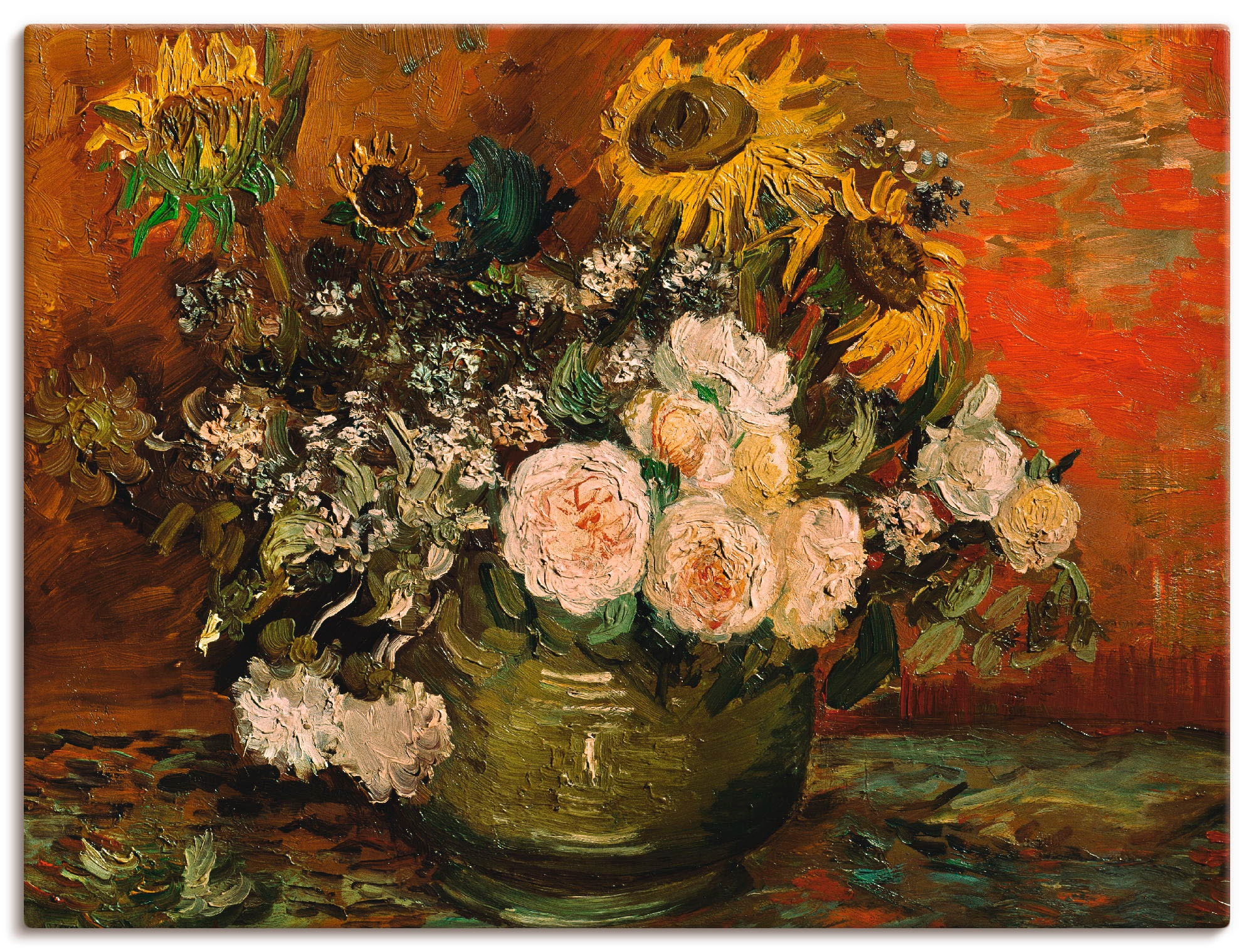 Artland Wandbild »Rosen und Sonnenblumen«, Blumen, (1 St.), in vielen Größen & Produktarten -Leinwandbild, Poster, Wandaufkleber / Wandtattoo auch für Badezimmer geeignet