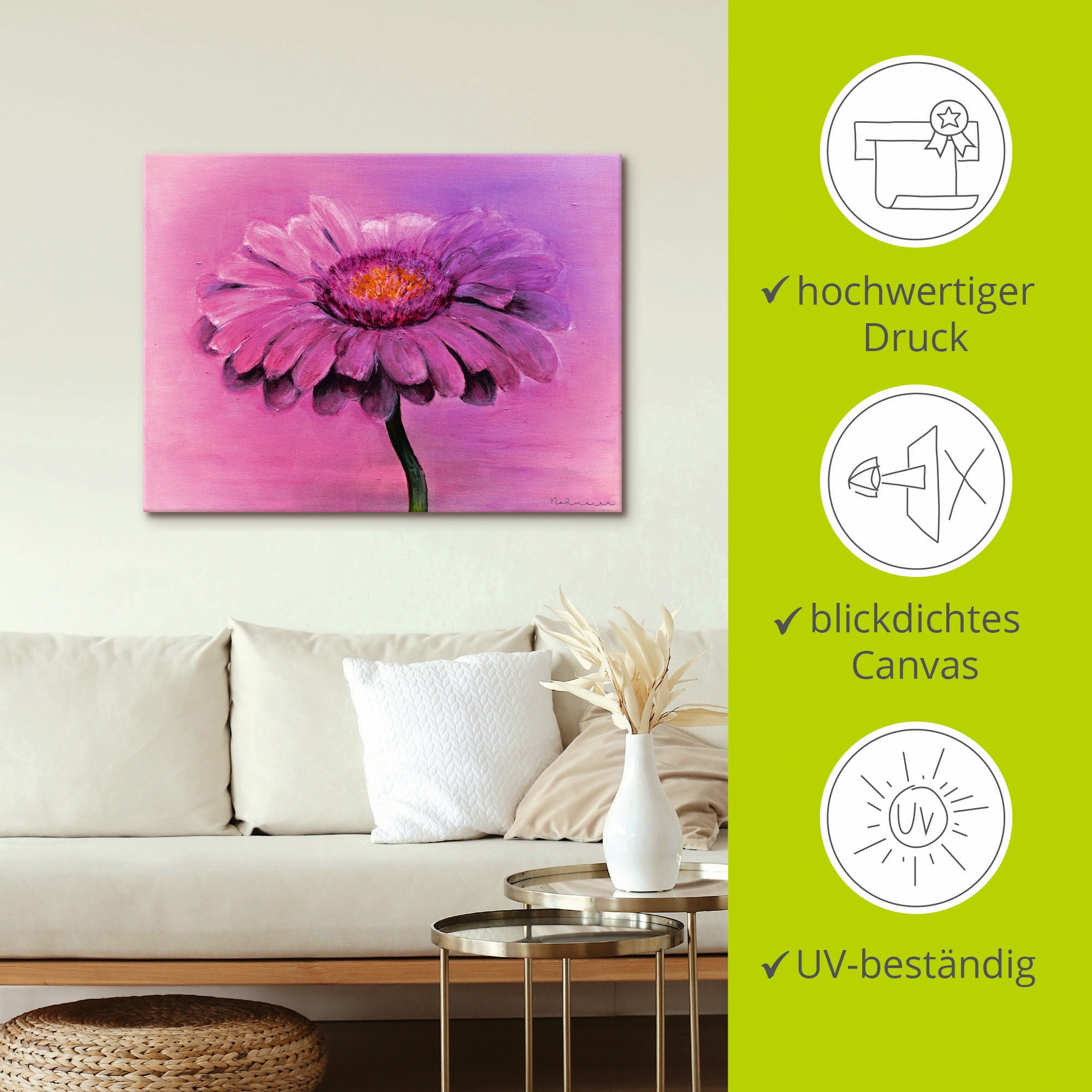 Artland Leinwandbild »Gerbera«, Blumen, (1 St.), auf Keilrahmen gespannt