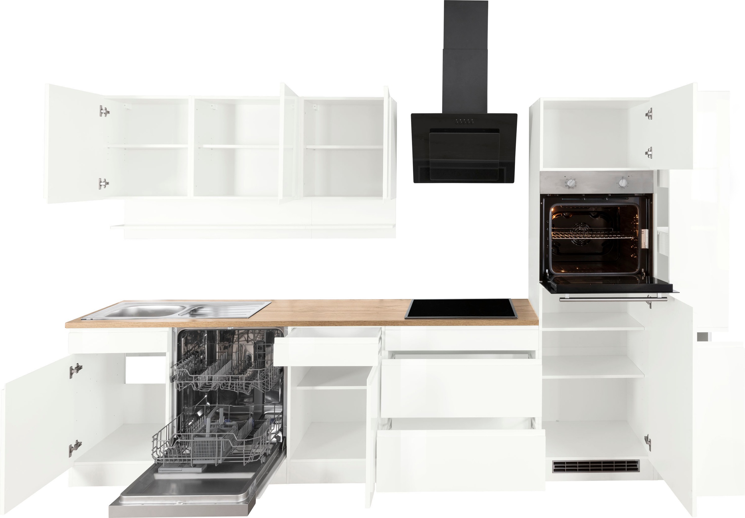 KOCHSTATION Küchenzeile »KS-Virginia«, Breite 330 cm, mit E-Geräten