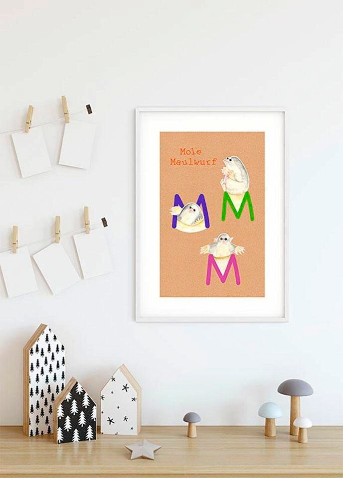 Komar Poster »ABC Animal M«, Buchstaben, (1 St.), Kinderzimmer, Schlafzimmer, Wohnzimmer