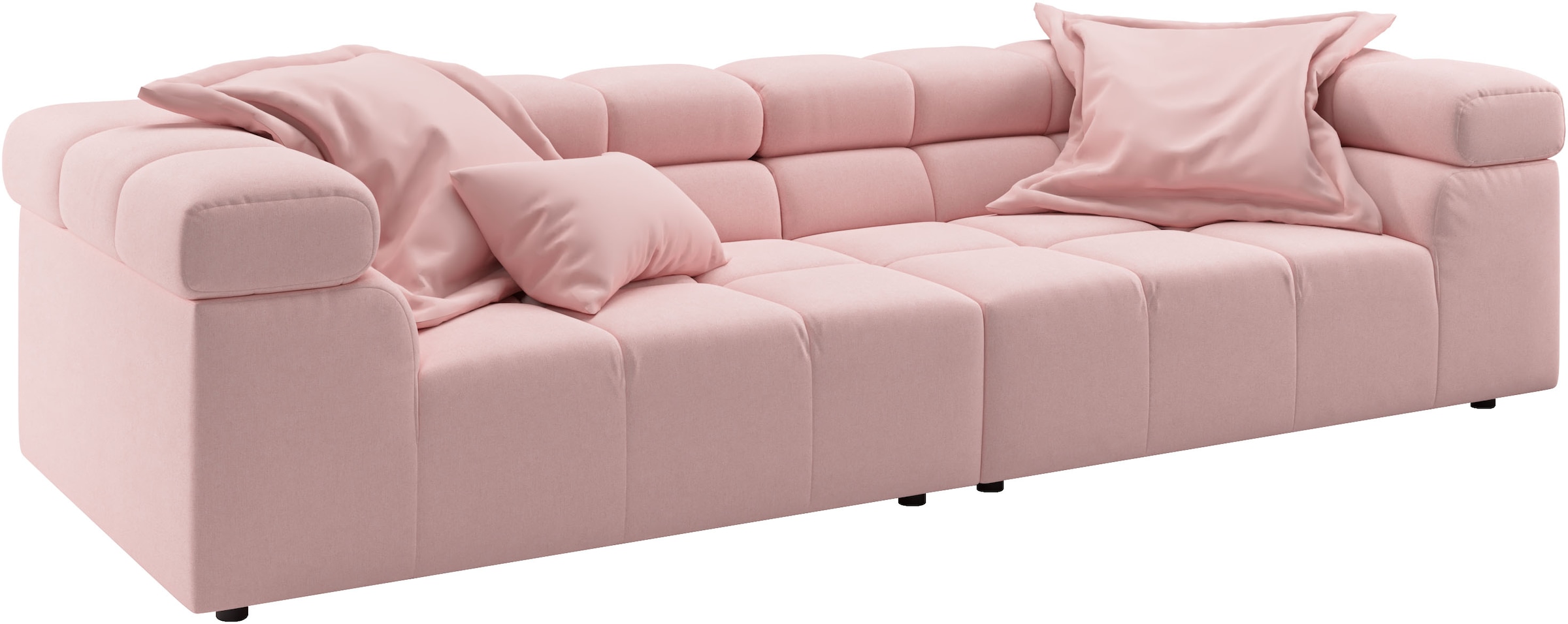 Home affaire Big-Sofa »Ancona modern, elegant, bequem, viel Platz, B/T/H: 290/110/70 cm« auffällige Steppung, inkl. 2 Zierkissen und verstellbaren Kopfstützen