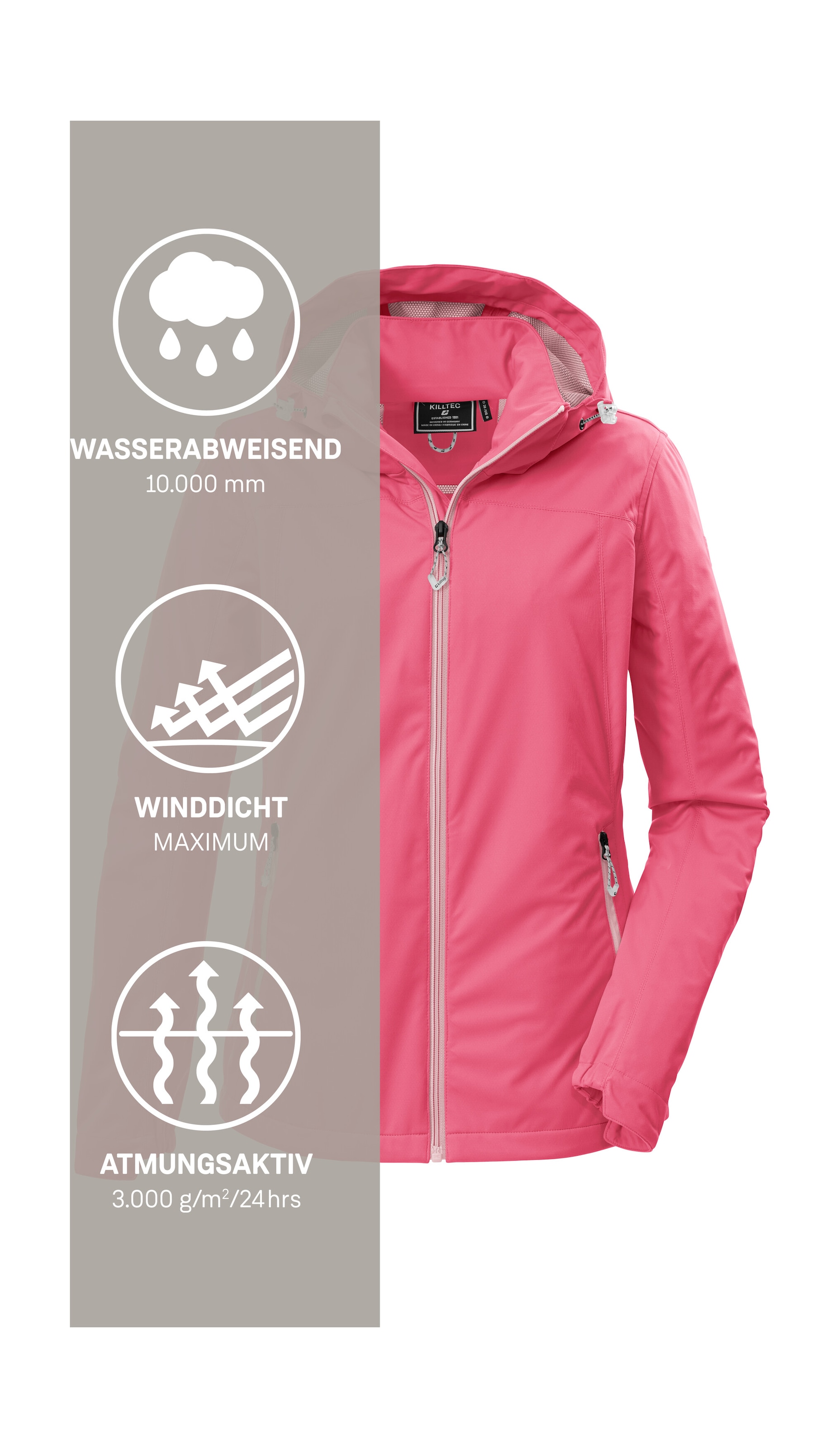 Killtec Softshelljacke »KOS 69 WMN SFTSHLL JCKT« Winddichte, wasserabweisende Damenjacke mit abnehmbarer Kapuze