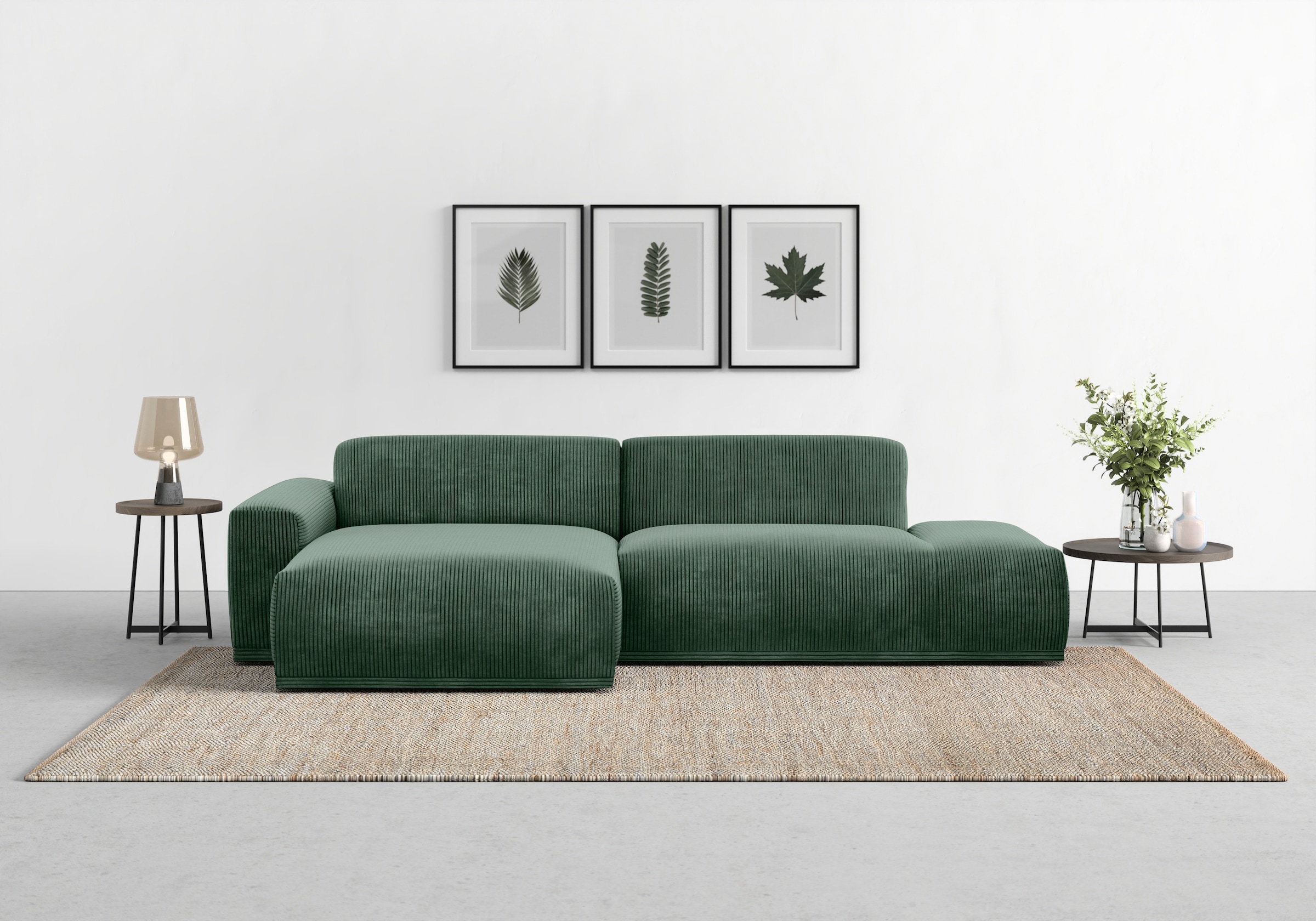 TRENDMANUFAKTUR Ecksofa »Braga, mit hochwertigem Kaltschaum, L-Form, in Cord erhältlich«, (2 St.), modernes Sofa, Couch mit hohem Sitzkomfort, 275/72/160 cm (B/H/T)