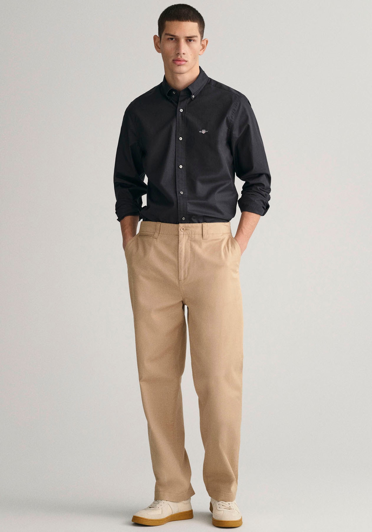 Gant Langarmhemd »Slim Fit Popeline Hemd leichte Baumwolle strapazierfähig pflegeleicht«, mit klassischer Logostickerei auf der Brust