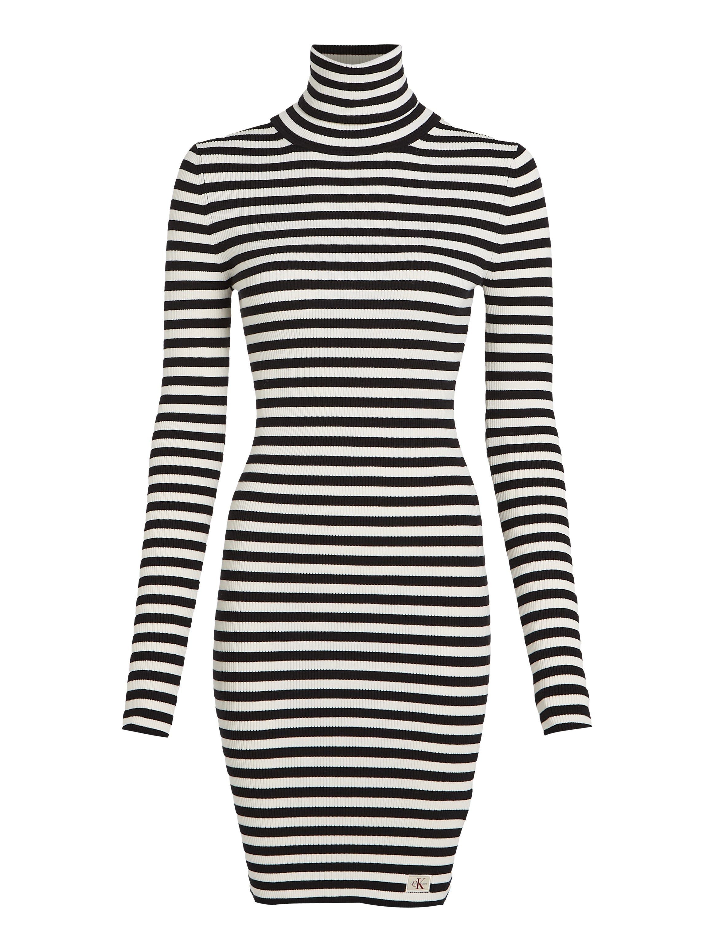 Calvin Klein Jeans Jerseykleid »WOVEN LABEL TIGHT SWEATER DRESS«, mit Rollkragen