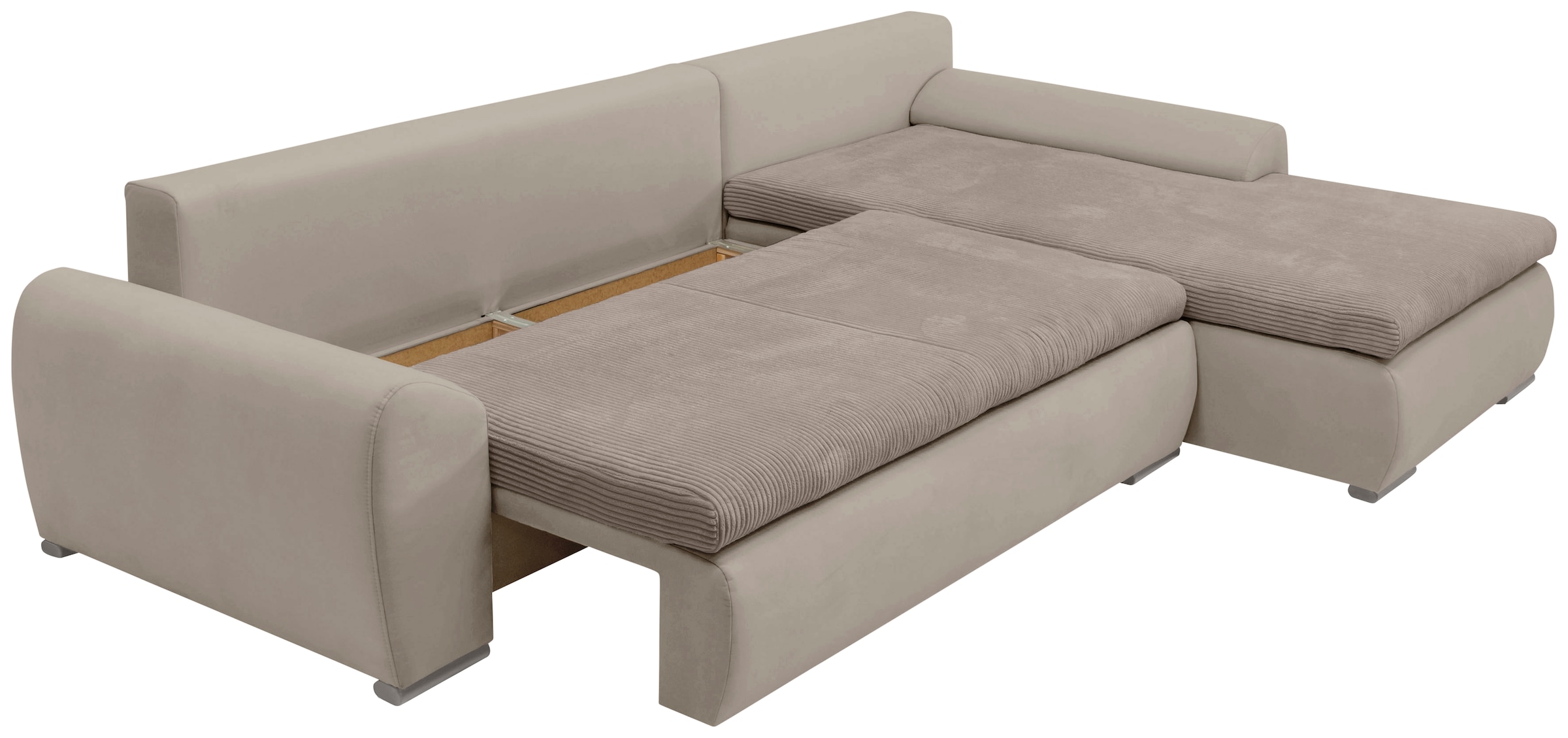 Home affaire Ecksofa »Win, L-Form, Breite 285cm«, optional mit Schlaffunktion und Bettkasten, taupe, Cord
