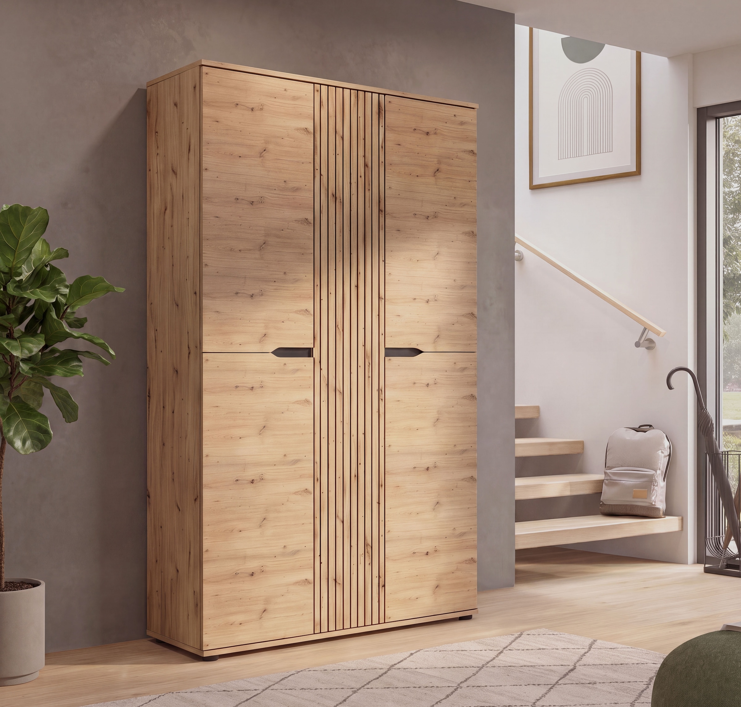 OTTO home Garderobenschrank »FJELL, Breite 104cm, 3 Türen, 8 Böden, 10 Fächer, 1 Kleiderstange« Kleiderschrank, Schrank, Dielenschrank, Flurschrank, Mehrzweckschrank