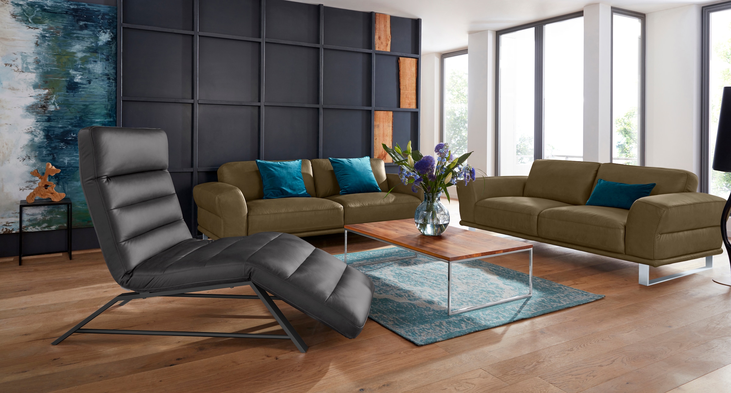 W.SCHILLIG 2,5-Sitzer »montanaa«, mit Metallkufen in Silber matt, Breite 212 cm