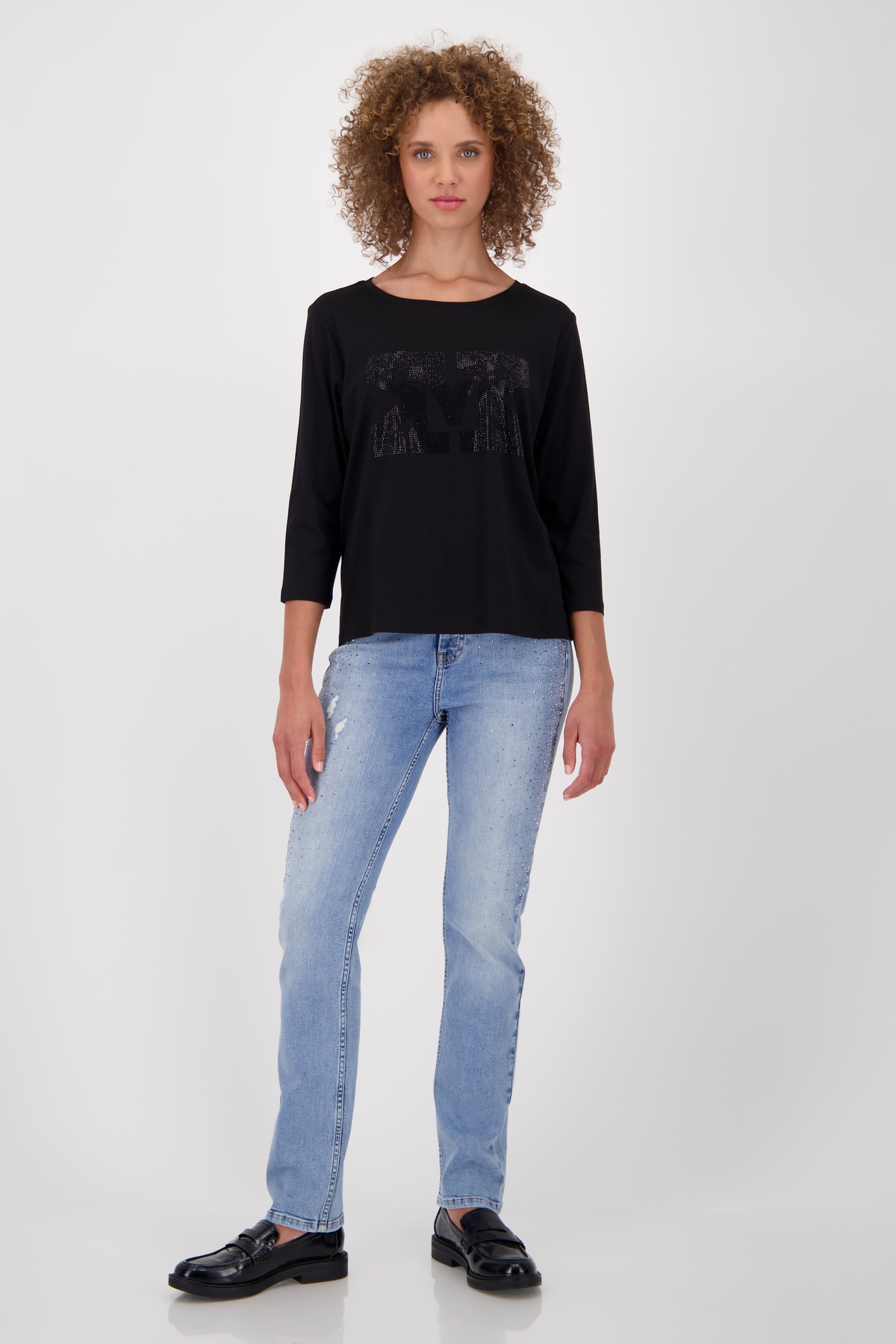 Monari Langarmshirt »Shirt Basic Schmuck«, Mit Schmuckdetails