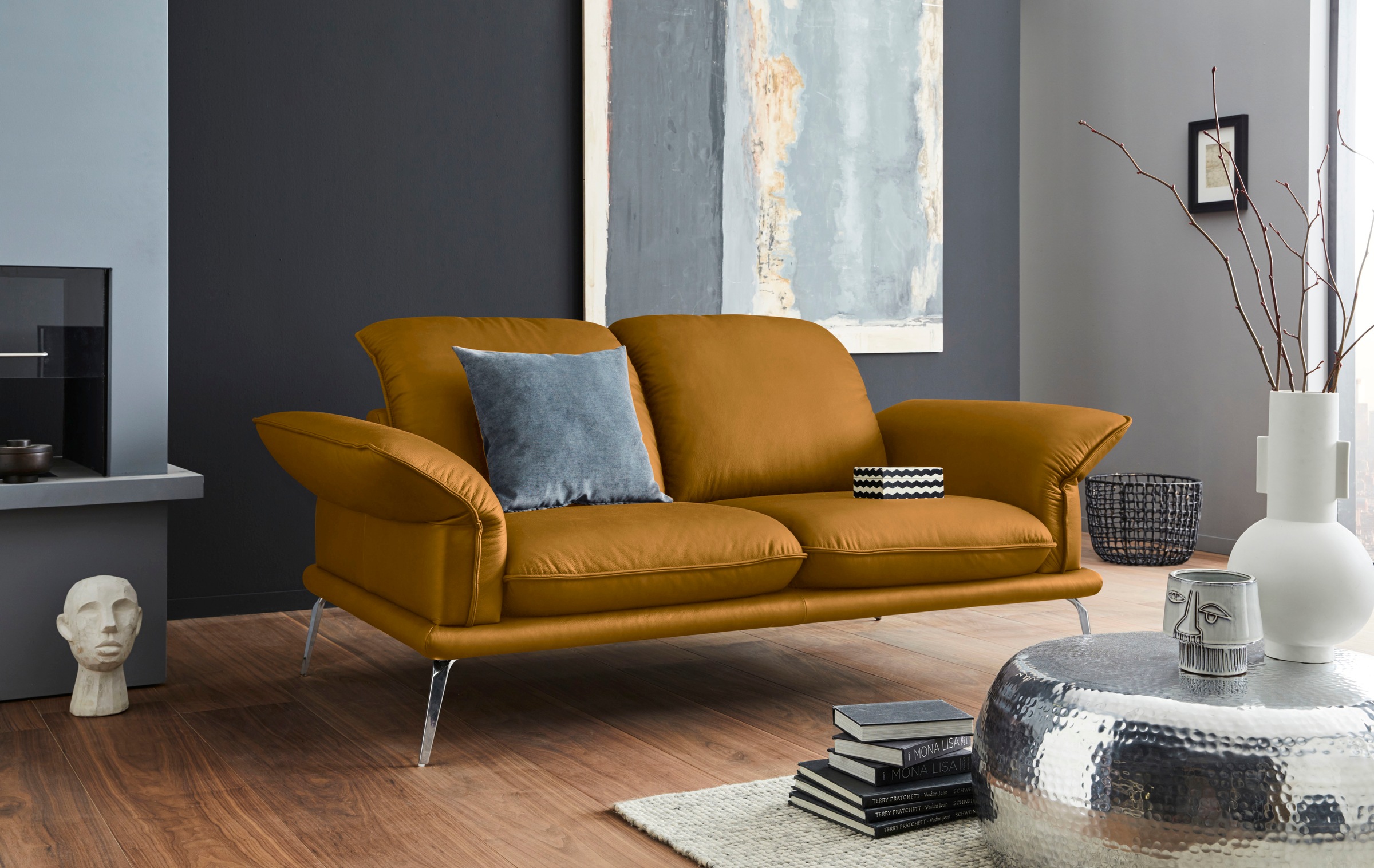 W.SCHILLIG 2-Sitzer »sherry«, German Design Award 2018, mit Kopfstützenverstellung, Metallfüße in Chrom glänzend, Breite 194 cm