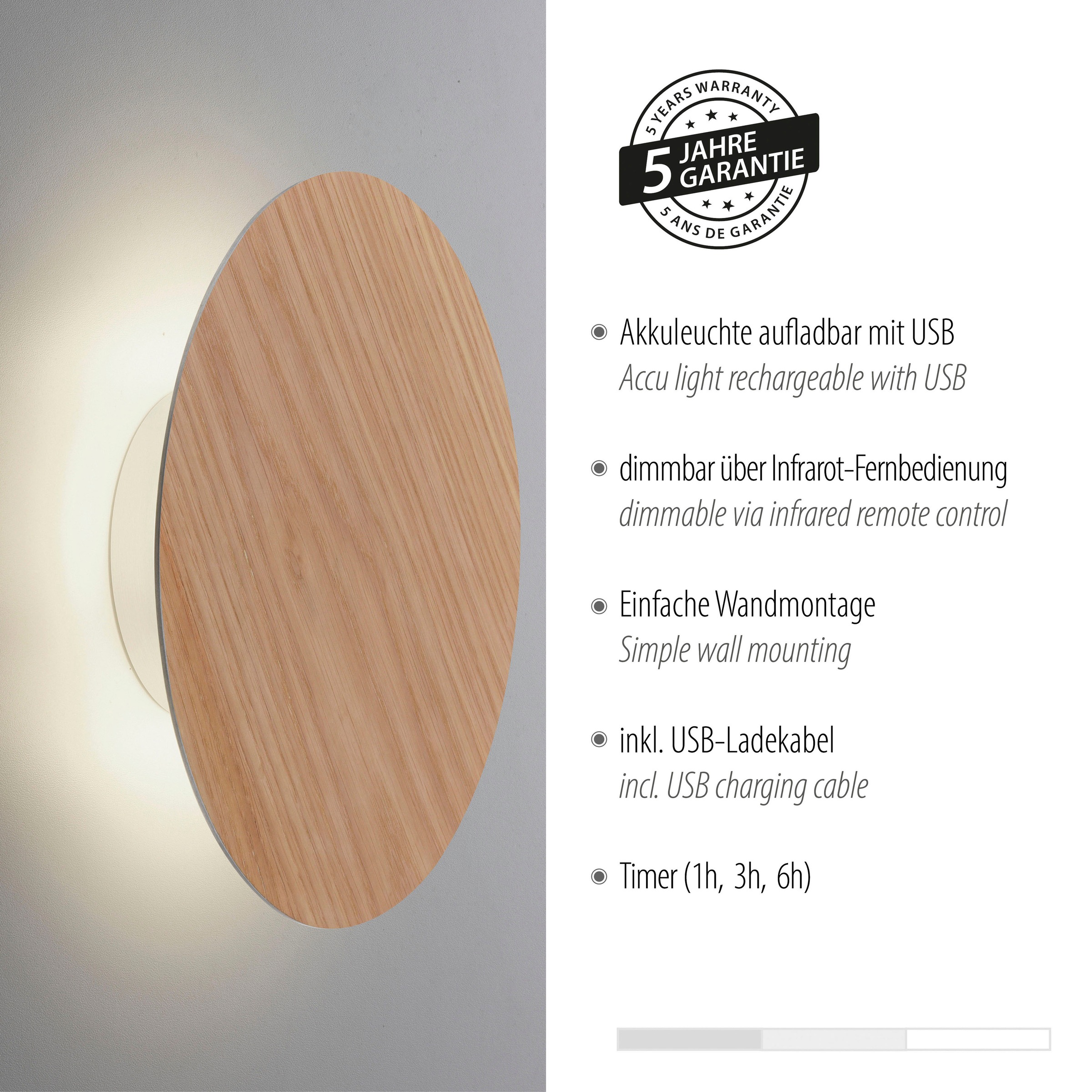 Paul Neuhaus Wandleuchte »AKKU PUNTU«, 1 flammig, Leuchtmittel LED-Board | LED fest integriert