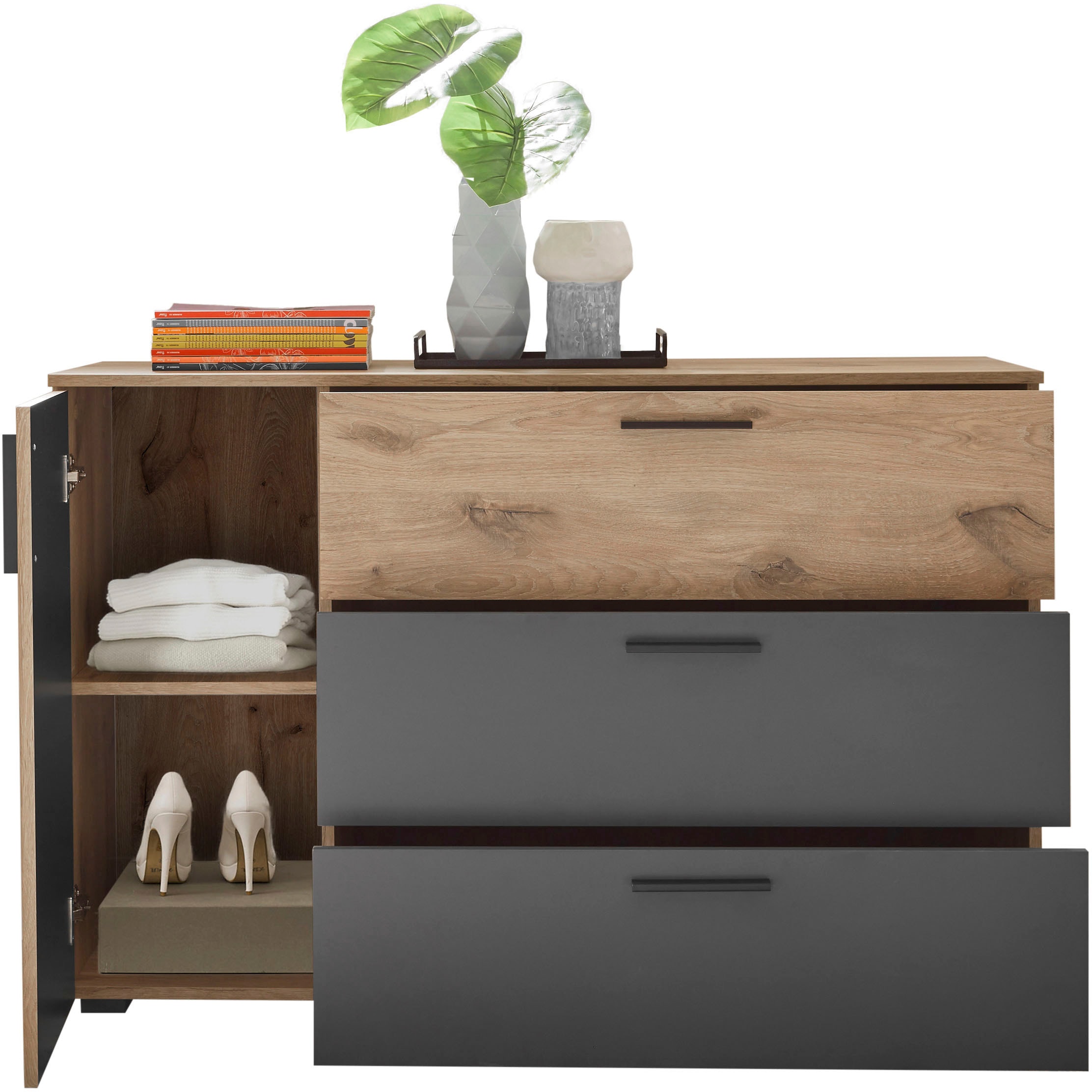 Schlafkontor Kombikommode »Daria mit 3 Schubkästen und Rillenoptik«