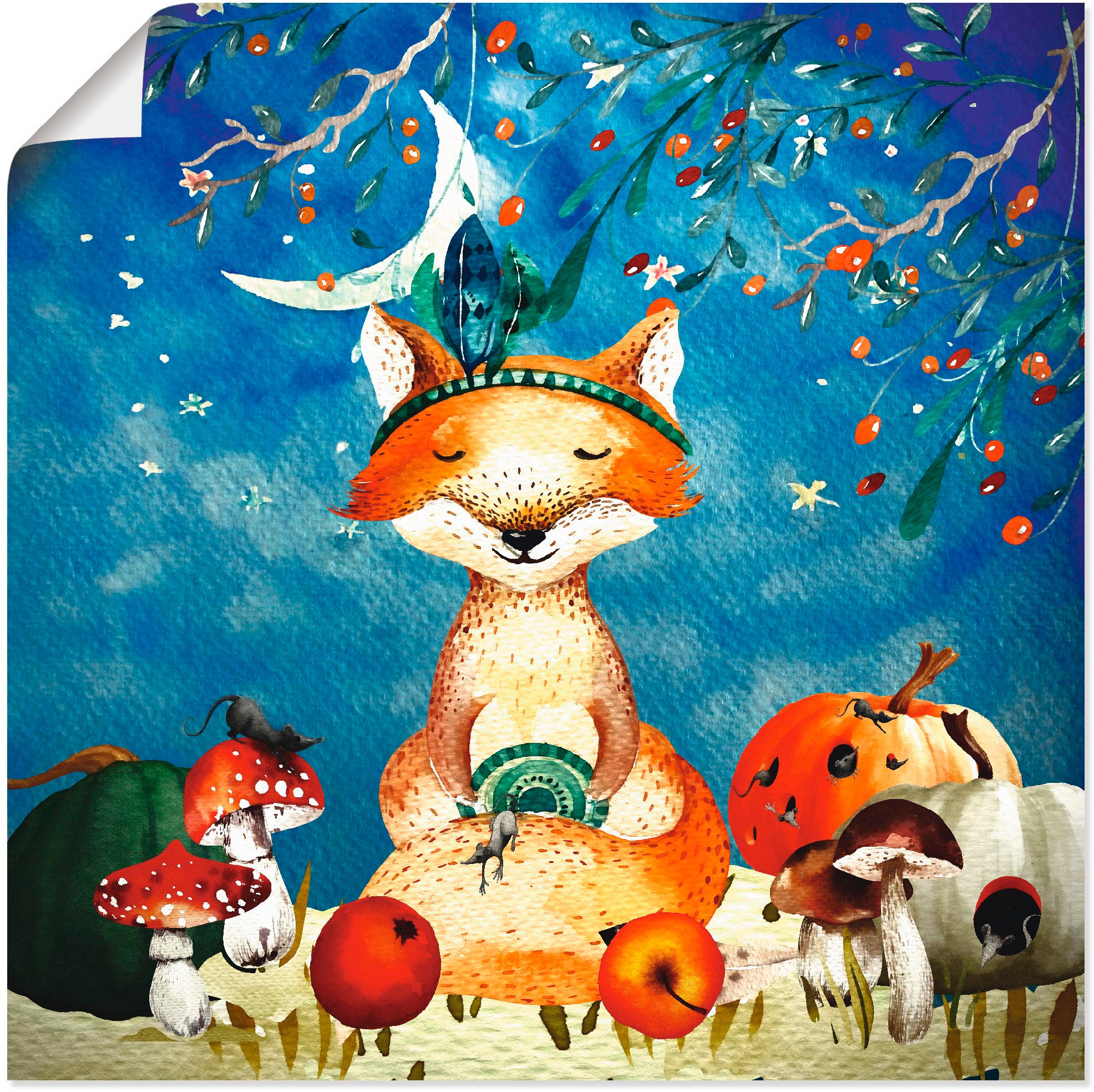 Artland Wandbild »Der müde Fuchs«, Tiere, (1 St.), in vielen Größen & Produktarten - Alubild / Outdoorbild für den Außenbereich, Leinwandbild, Poster, Wandaufkleber / Wandtattoo auch für Badezimmer geeignet