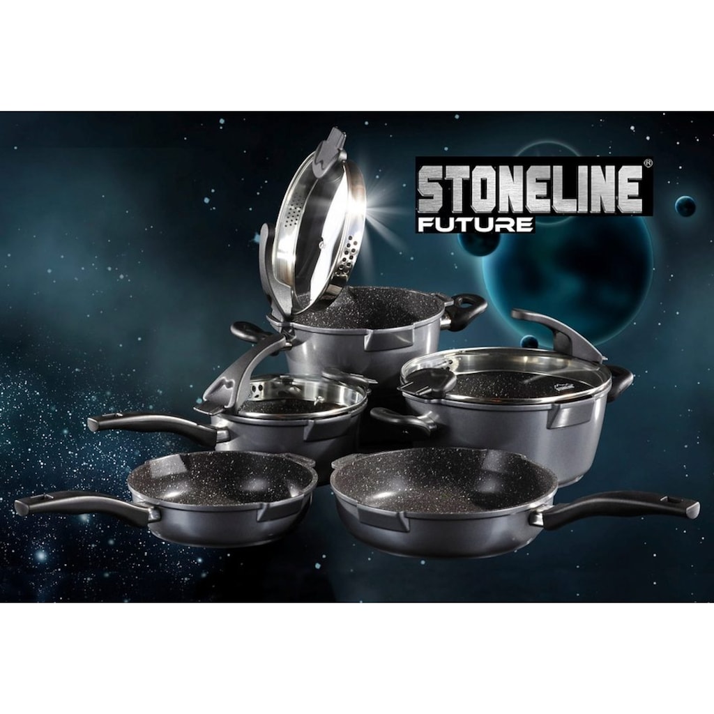 STONELINE Topf-Set »Future«, Aluminiumguss, (Set, 8 tlg., Kochtopf 20/24, Stieltopf 18 cm, Schmorpfanne 20/24 cm)