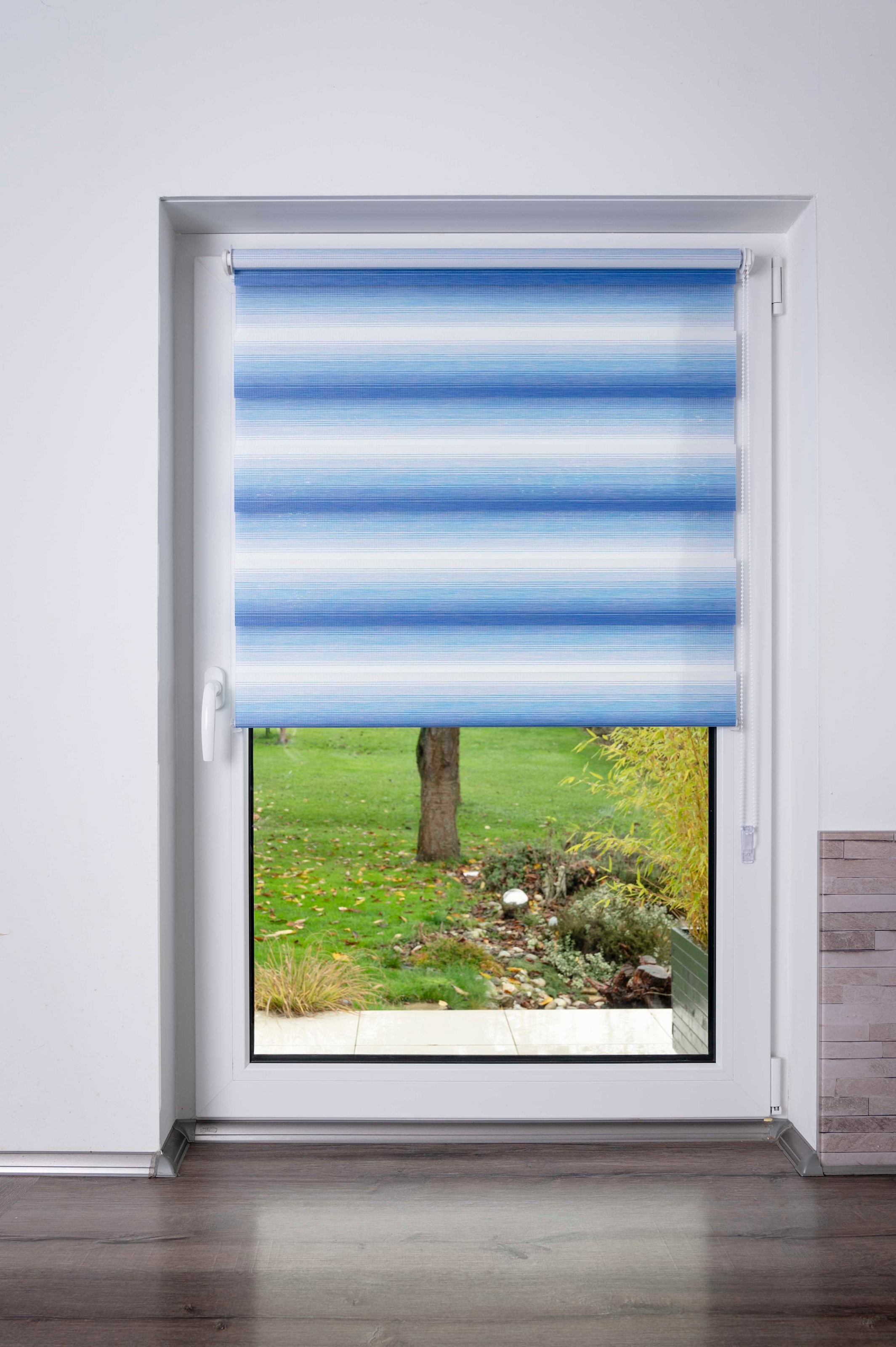 K-HOME Doppelrollo »Doppelrollo mit schönen Farbverlauf« Lichtschutz ohne Bohren freihängend