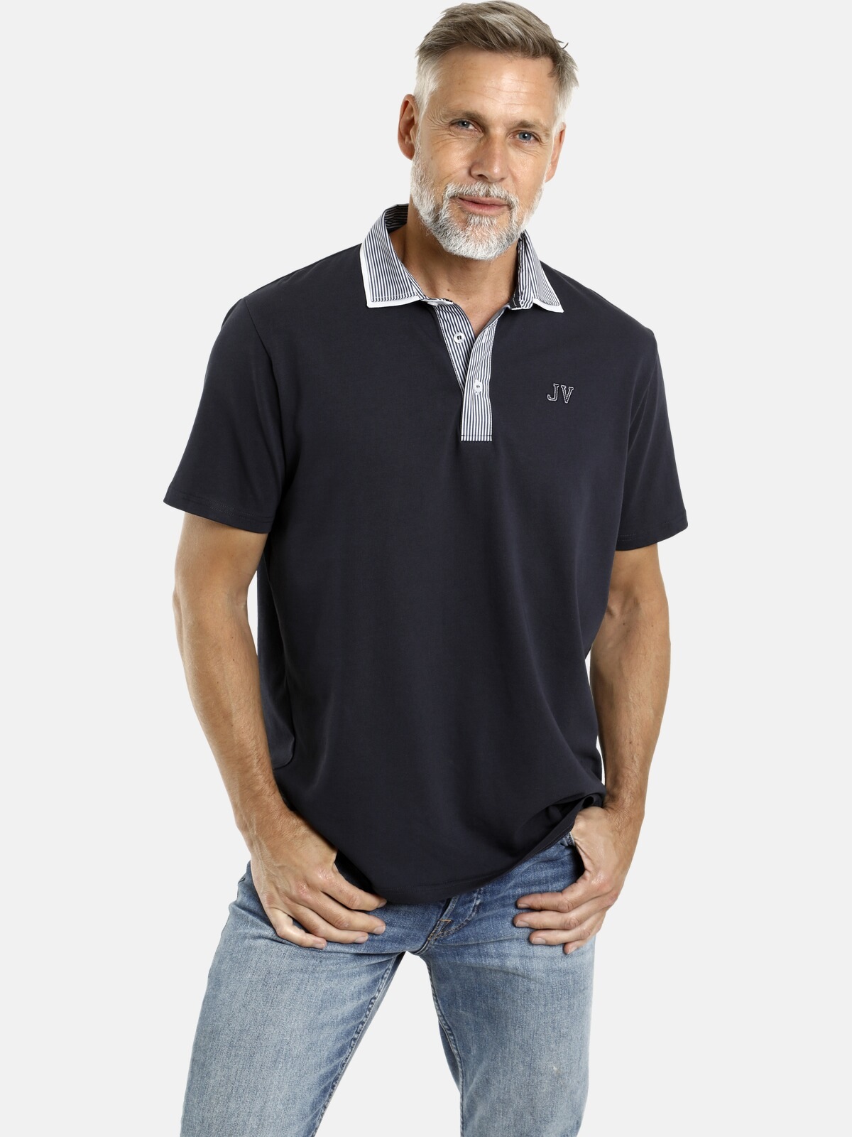 Jan Vanderstorm Poloshirt »DANHY«, Kragen mit Streifendesign
