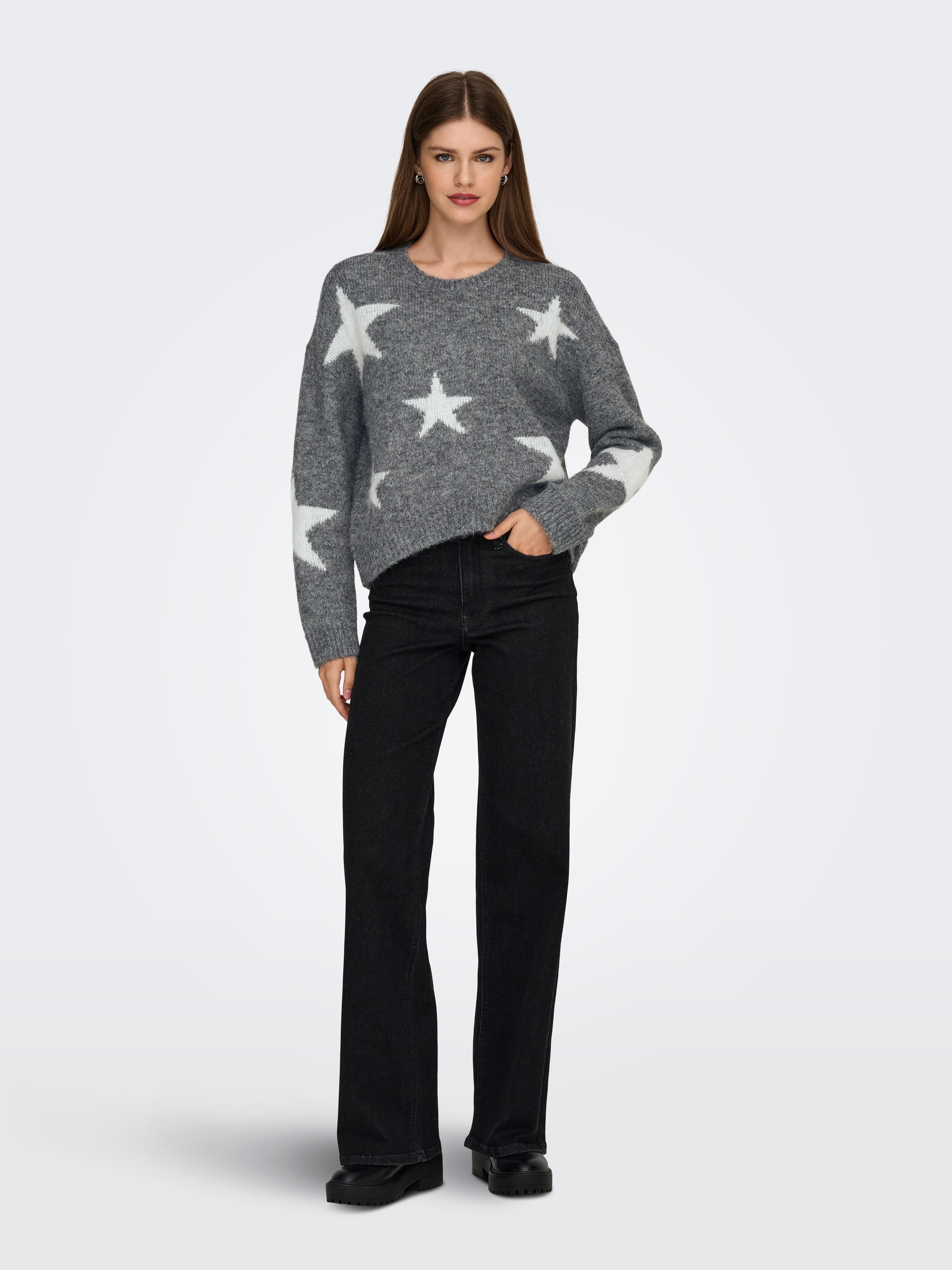 ONLY Strickpullover »ONLAZU LS STAR O-NECK KNT«