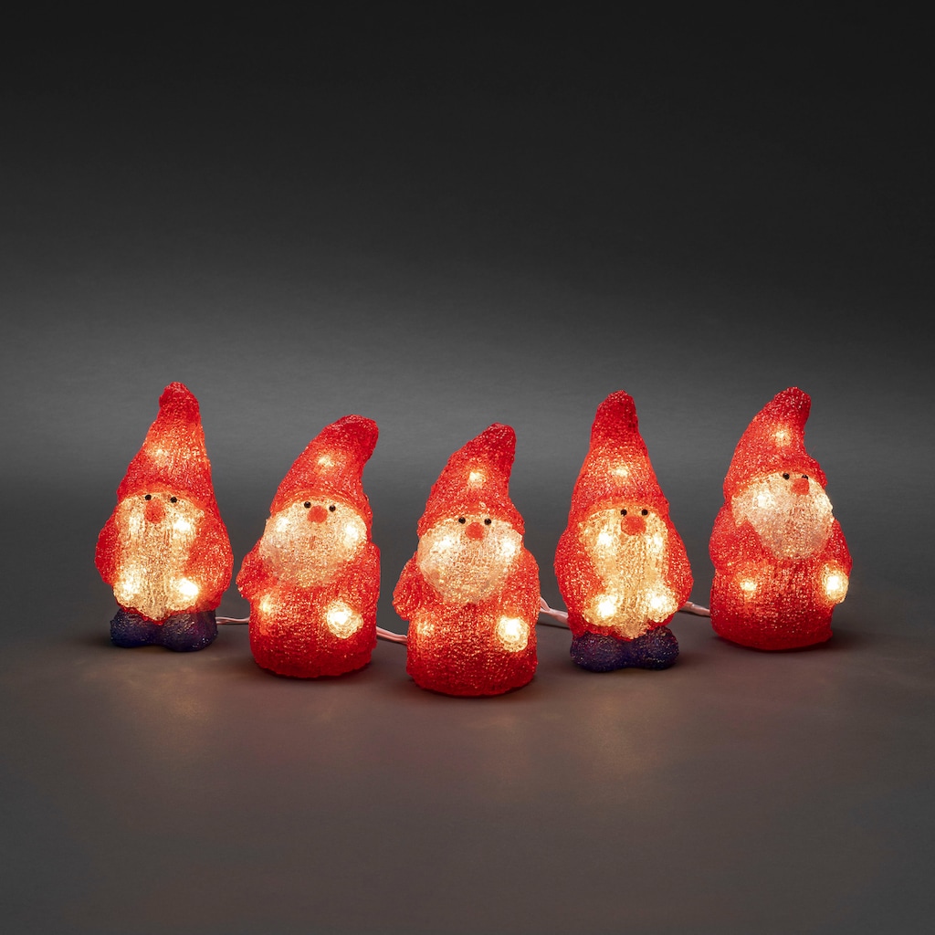 KONSTSMIDE LED Dekofigur »LED Acryl Weihnachtsmann, 5er-Set, 40 warm weiße Dioden«, 40 flammig-flammig