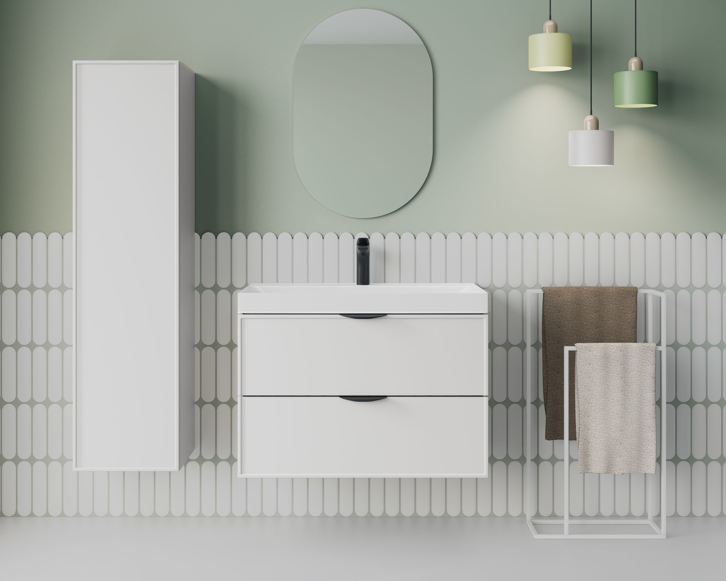 welltime Hängeschrank »FLOW SIMPLE rechts/links montierbar, Breite 35 cm, modernes Design« Schrank mit 3 Einlegeböden, Push-to-open-Function