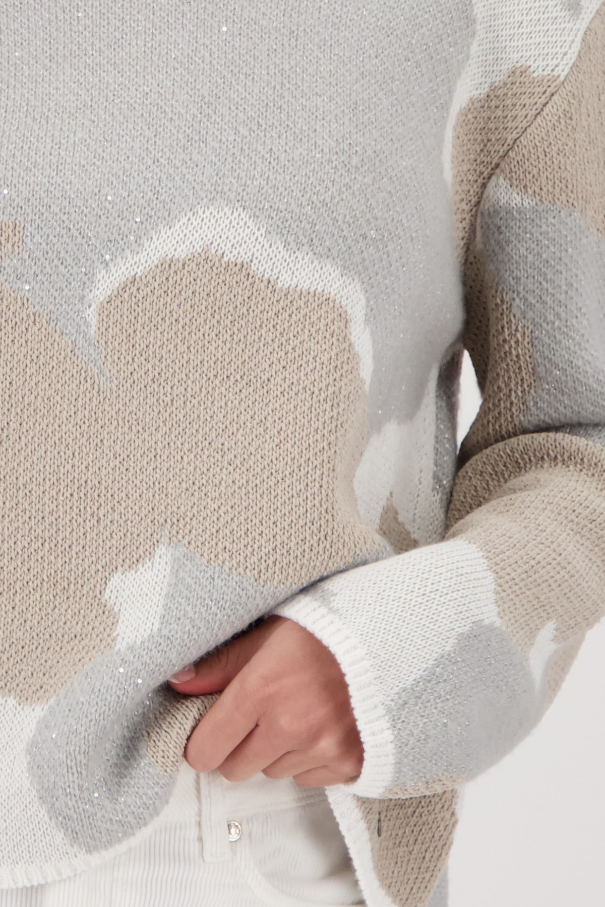 Monari Jacquardpullover »Pullover Wolkenjaquard« Regular fit mit Kapuze