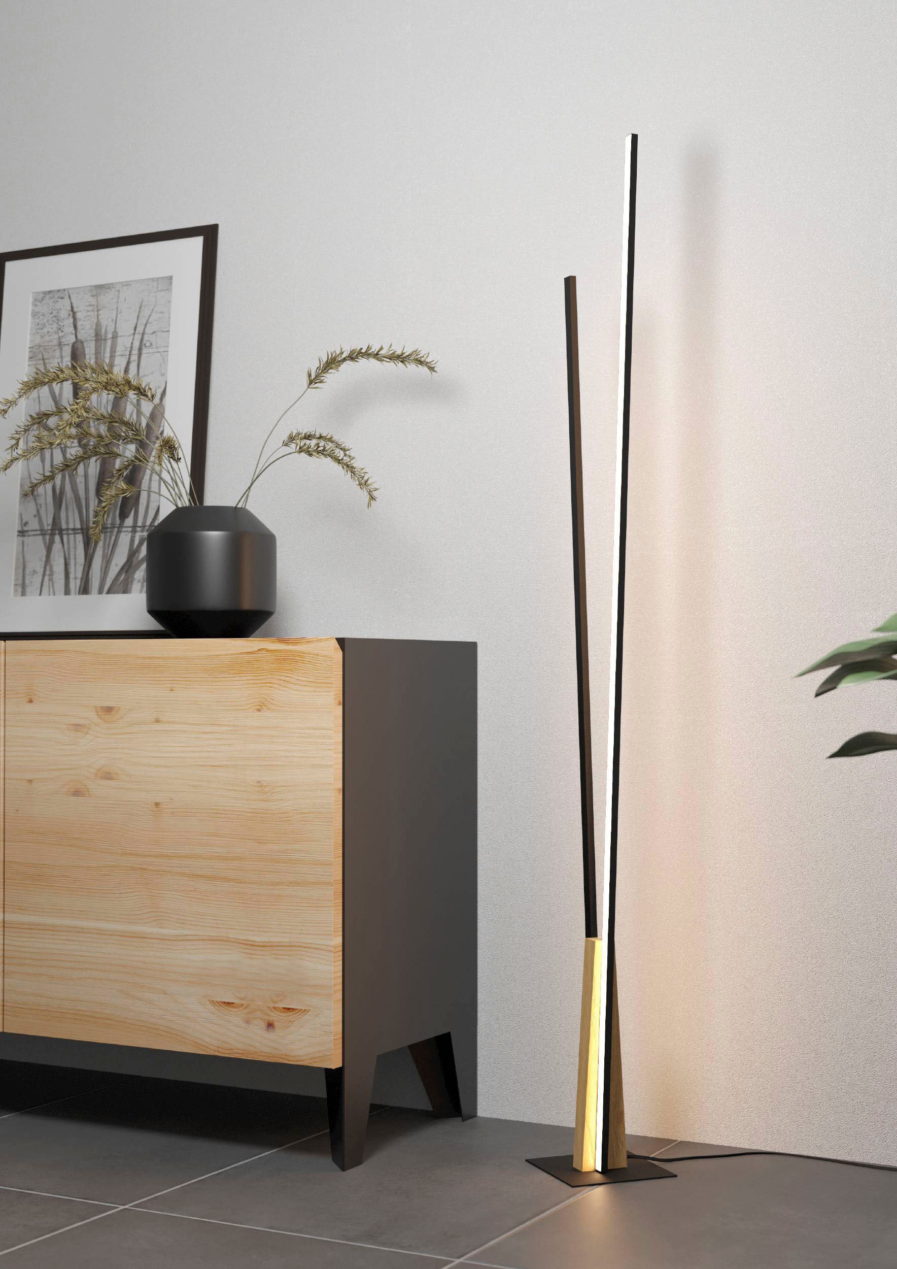 EGLO Stehlampe »PANAGRIA«, Leuchtmittel LED-Modul | LED fest integriert, Stehleuchte in schwarz und braun aus Alu, Stahl, Holz