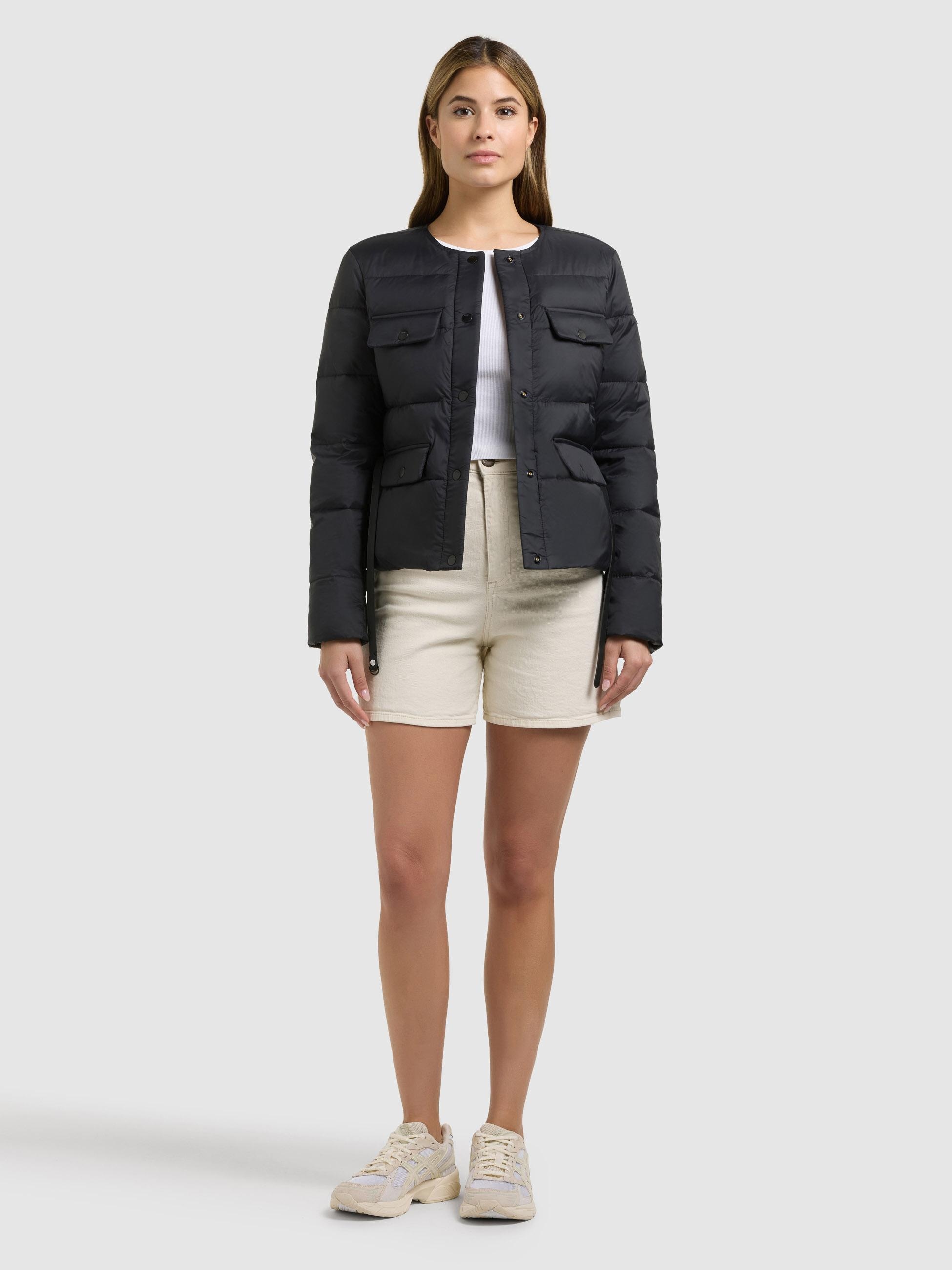 khujo Steppjacke »Steppjacke Cinnia« ohne Kapuze Elegante Damen Übergangsjacke mit Taillengürtel