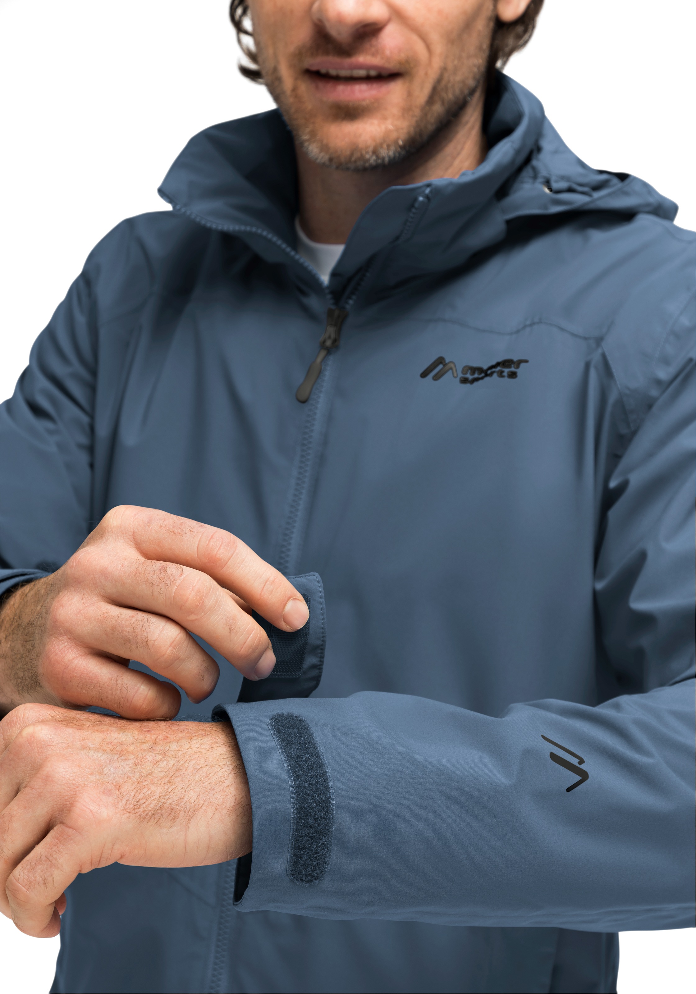 Maier Sports Outdoorjacke »Metor rec M«, Herren Regenjacke wasserdicht mit Kapuze, 2 Taschen außen, Innentasche