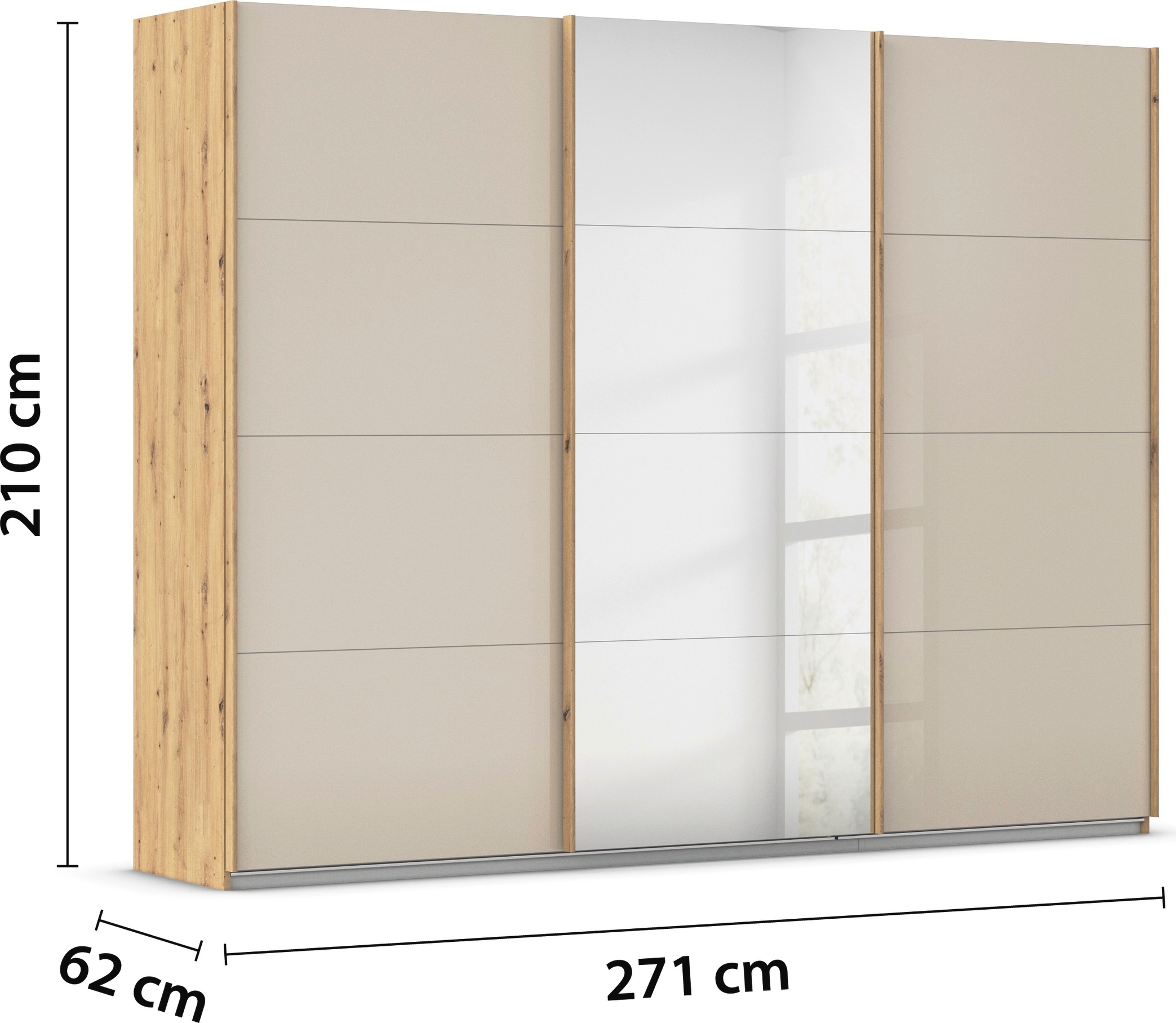 rauch Schwebetürenschrank »Kleiderschrank Kleiderschränke Schrank Garderobe AGORDO mit Glasfront«, durchdachte Innenausstattung, in 4 Breiten und 2 Höhen MADE IN GERMANY