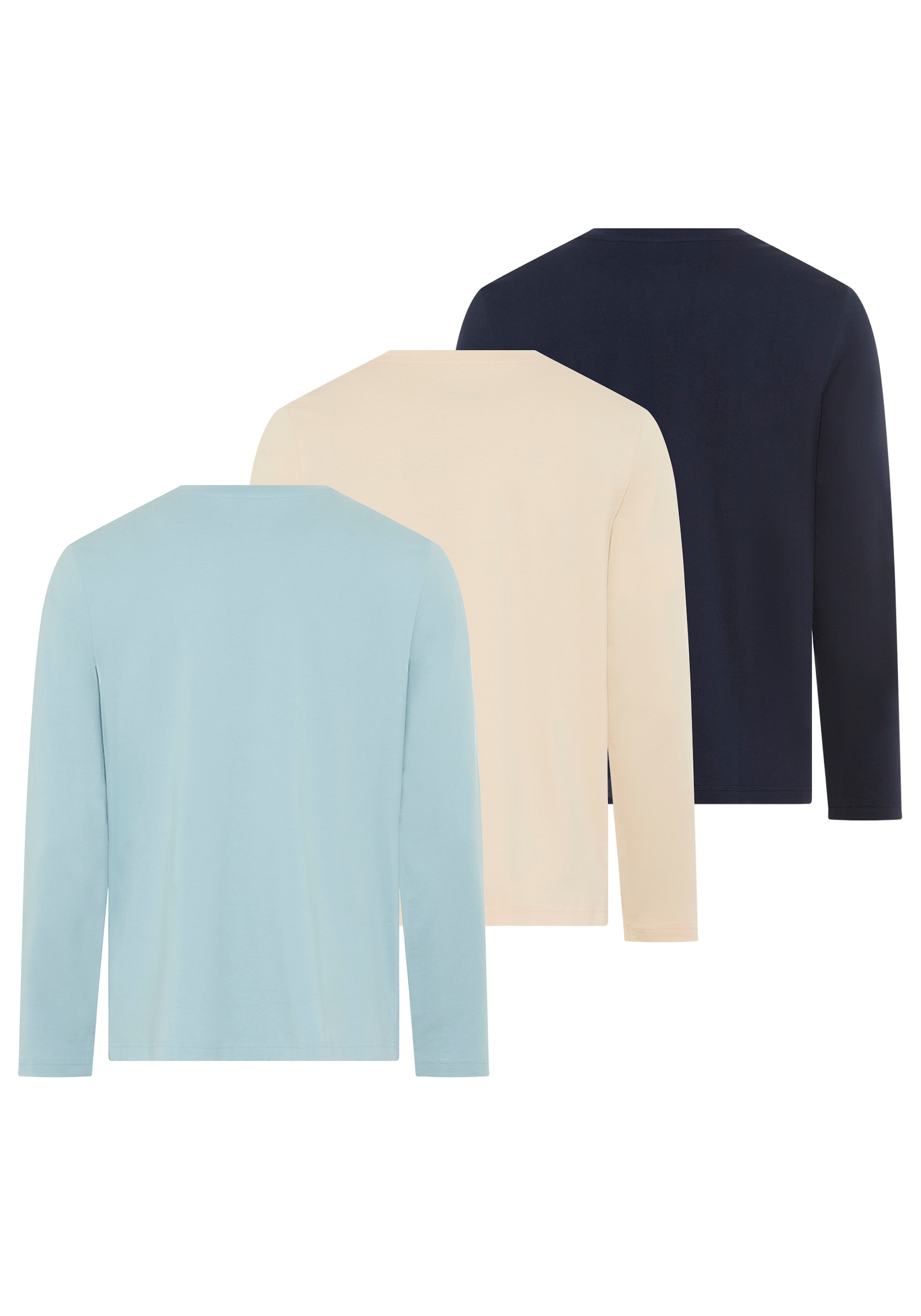 Man's World Langarmshirt »neue Farbe !« 3er-Pack,  Langarm,  unifarben,  aus Baumwolle,  im 3er-Pack