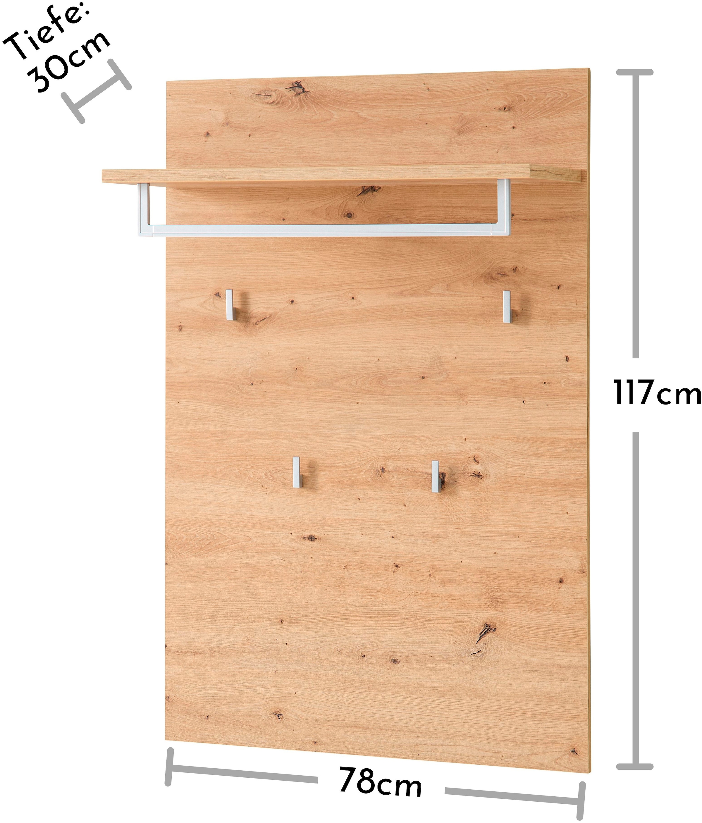 Innostyle Garderobenpaneel »BARI Graderobenpaneel, BxHxT 40x158x30 cm«, (1 St.), 2 Ablageboden, 1 Kleiderstange, 4 Haken
